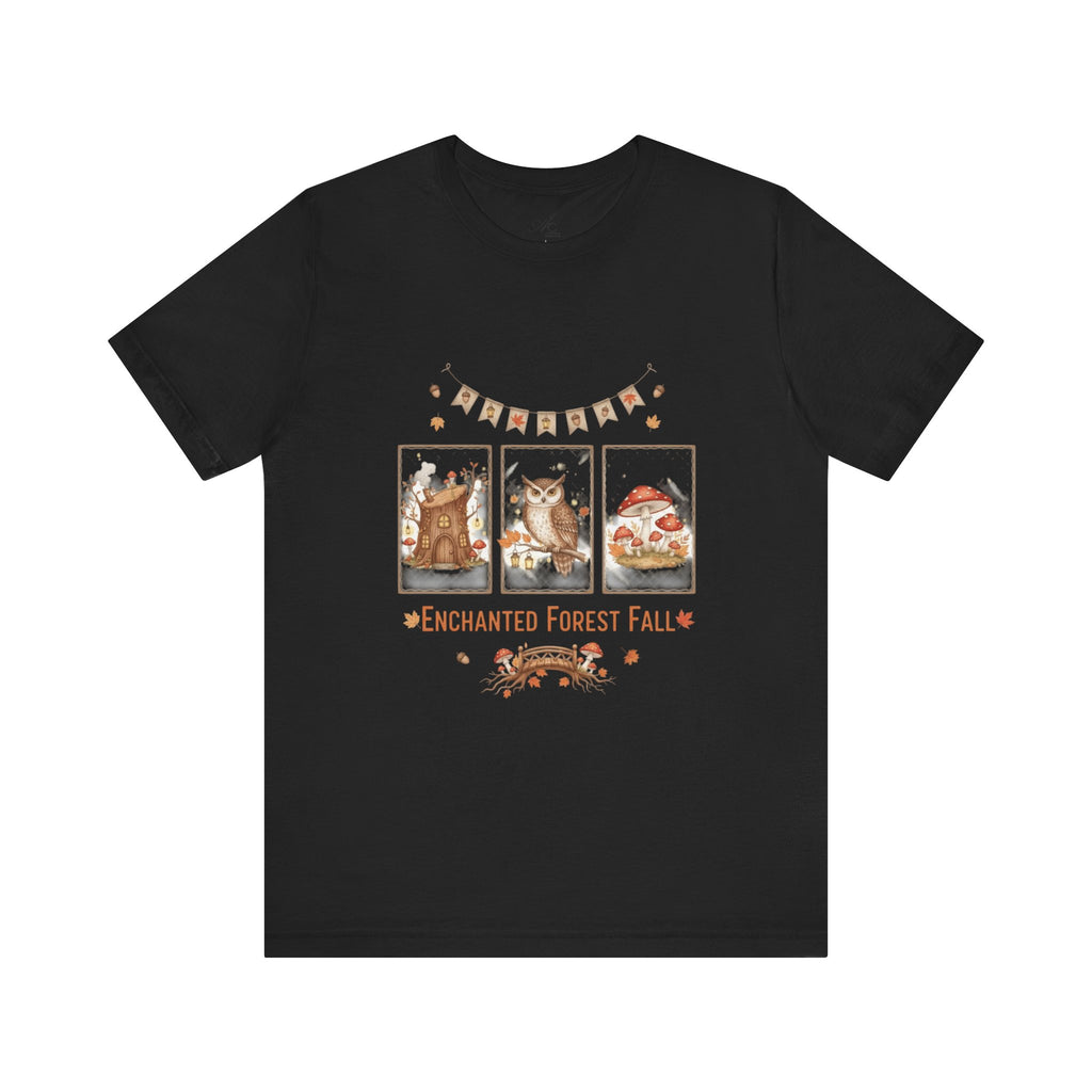 Enchanted Forest Fall Tee, Cute Owl Shirt, Autumn Graphic Tee, Nature Lover Gift, Cozy Fall Apparel, Wildlife T-Shirt, Unisex Fall Top