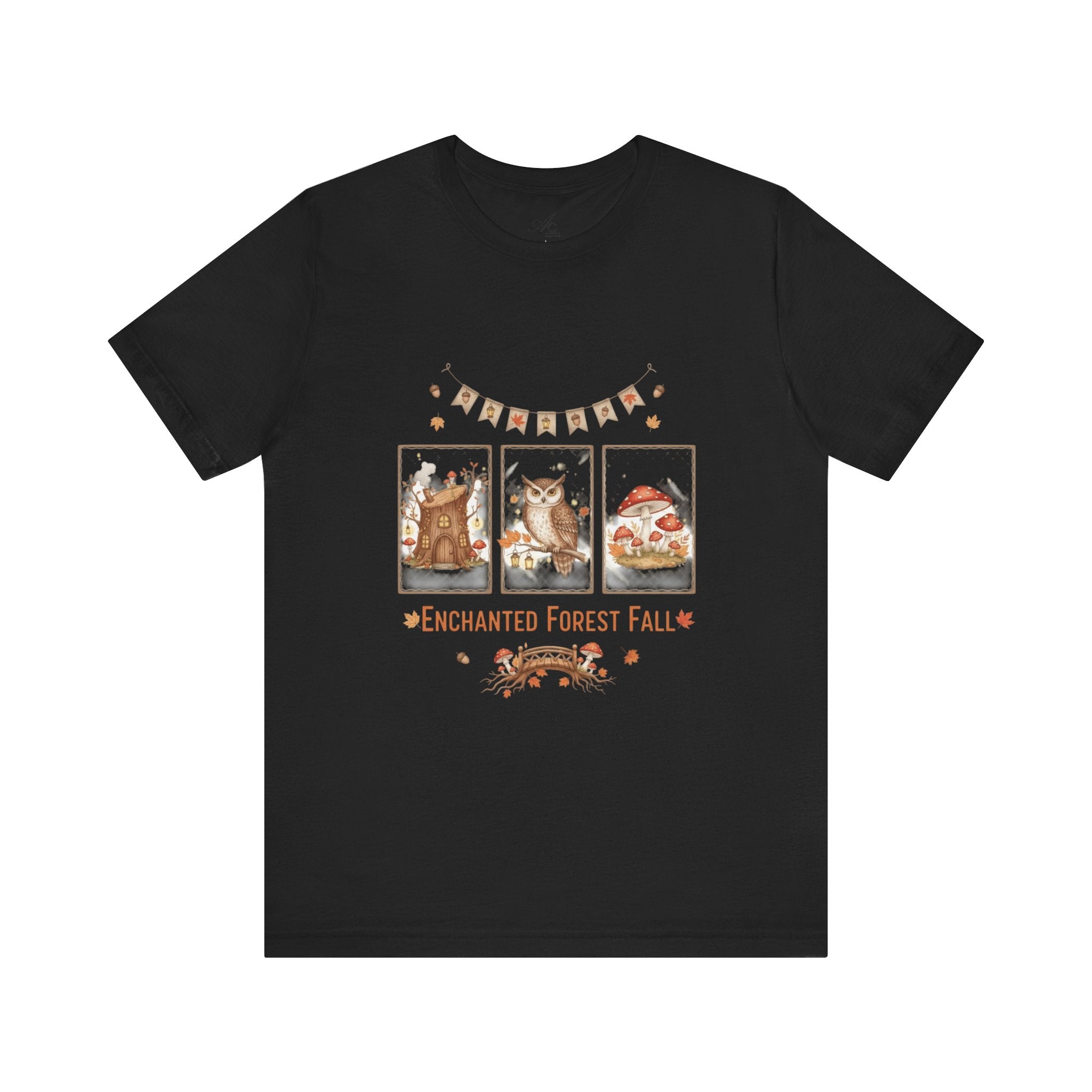 Enchanted Forest Fall Tee, Cute Owl Shirt, Autumn Graphic Tee, Nature Lover Gift, Cozy Fall Apparel, Wildlife T-Shirt, Unisex Fall Top