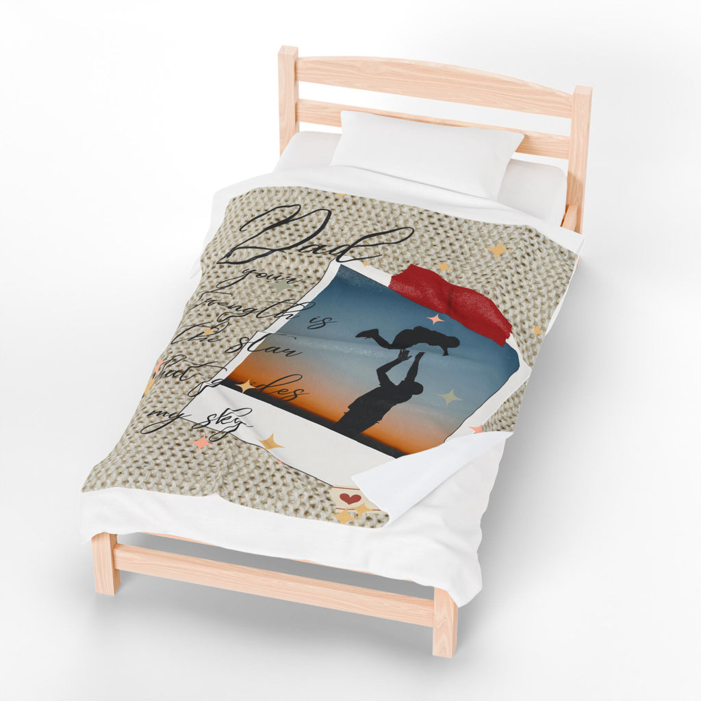 Dad Photo Collage Velveteen Plush Blanket  “Dad, your strength is the star that rules my sky” Great Christmas Gift