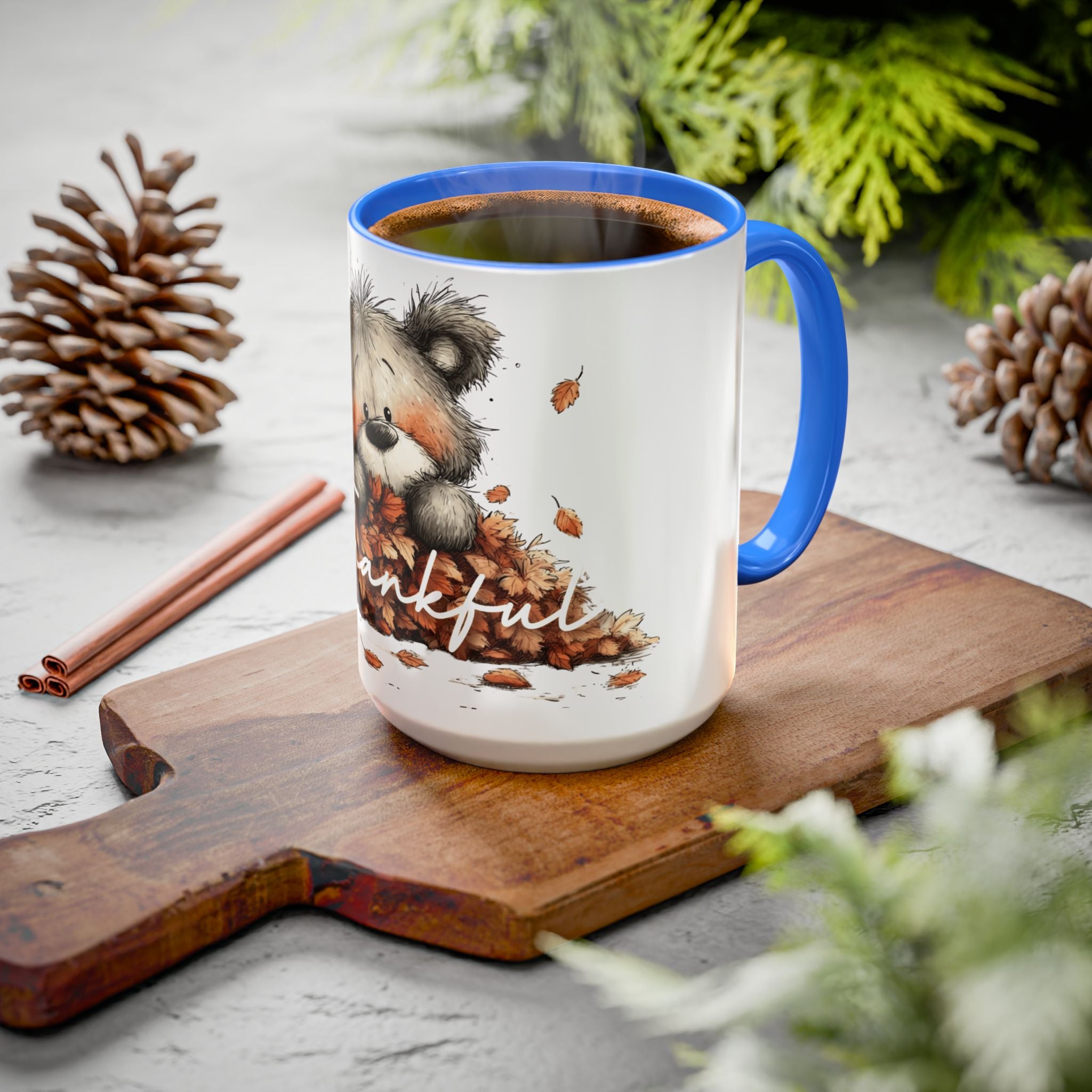 Thankful Bear Autumn Mug — Cute Fall Coffee Cup (11oz, 15oz)