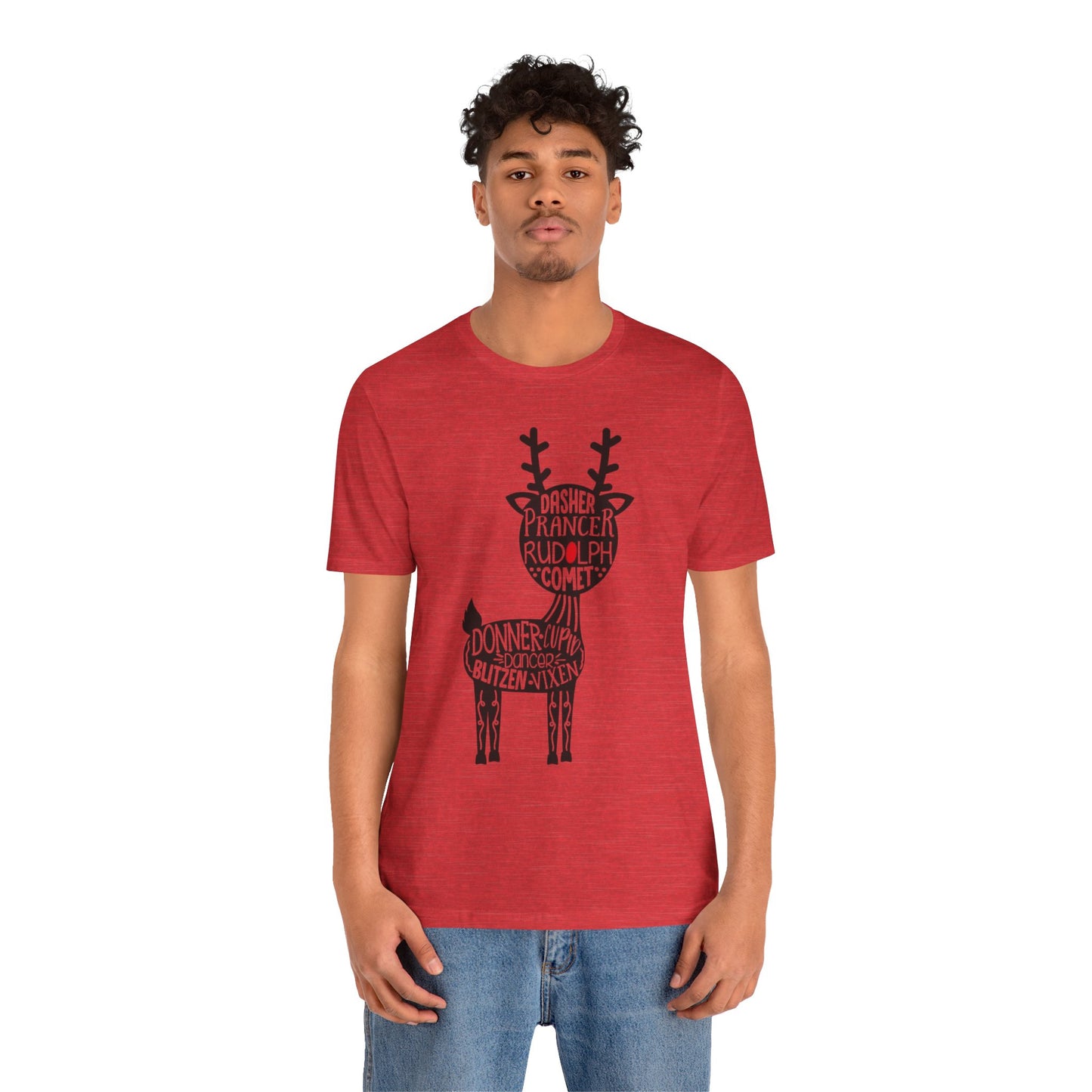 Christmas Reindeer Graphic Tee - Unisex Jersey Short Sleeve Shirt