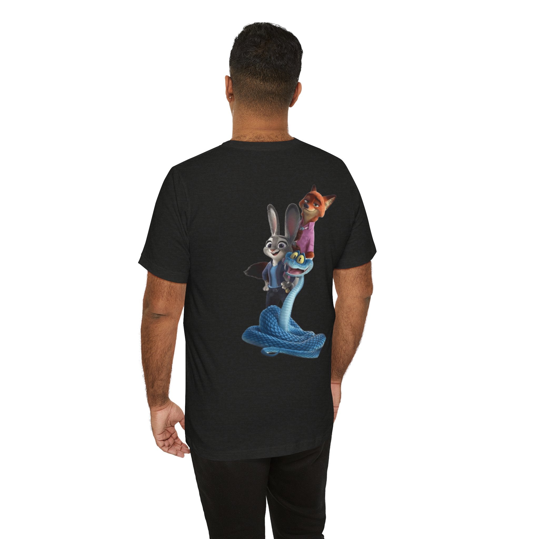 Animated Character Tee — Cute Fox & Bunny Stack Graphic T-Shirt  cartoon-style Christmas artwork