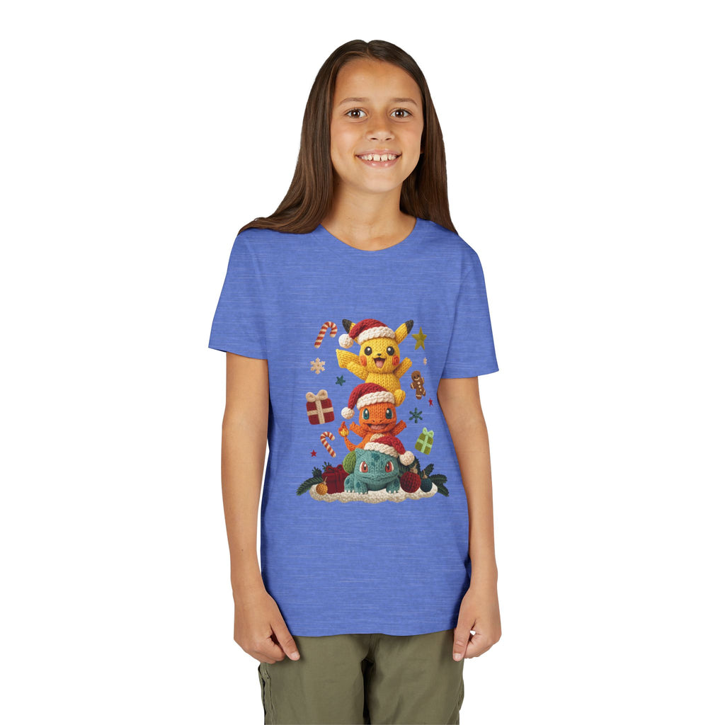 Kids Holiday Tee  Cute Stacked cartoon Characters Christmas Design