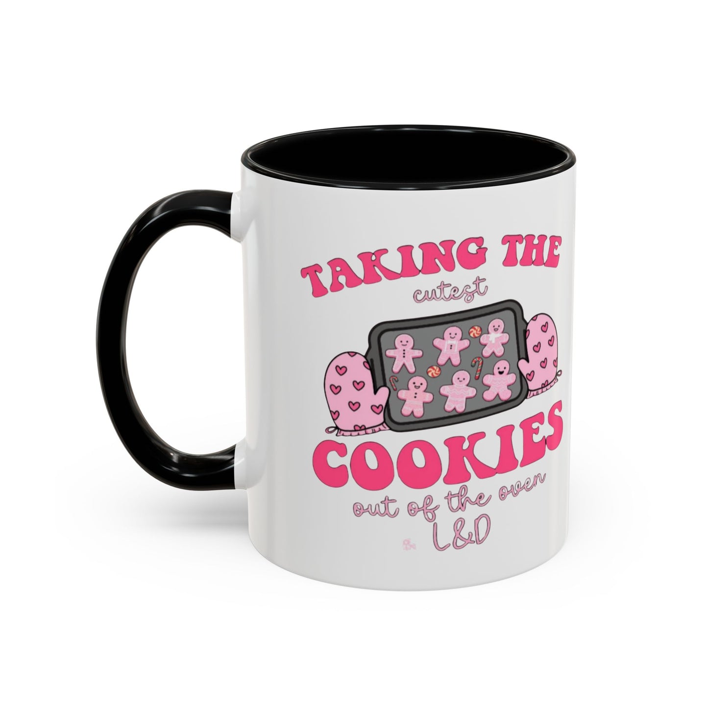 Accent Coffee Mug — "Taking the Cookies" Cute Pink Baking Design Coffee Cup for Fun Celebrations