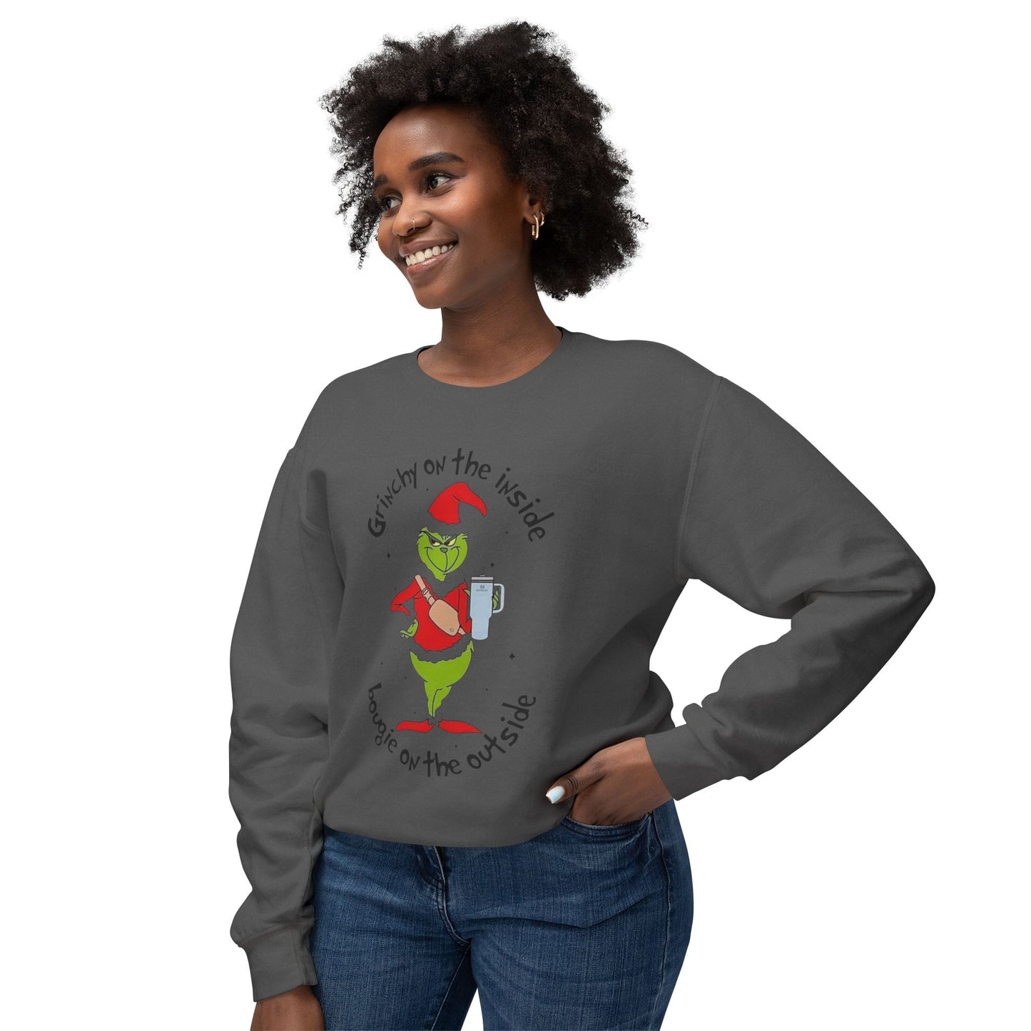 Funny, Cute & Classic Christmas Designs Grinchy on the Inside Crewneck Sweatshirt
