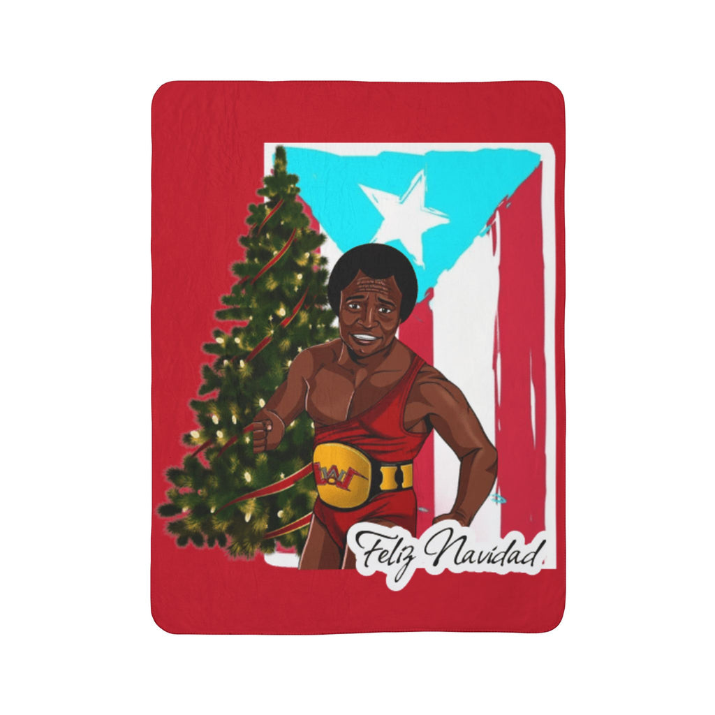 Carlitos Colon Feliz Navidad Puerto Rican Boxing Holiday Sherpa Blanket