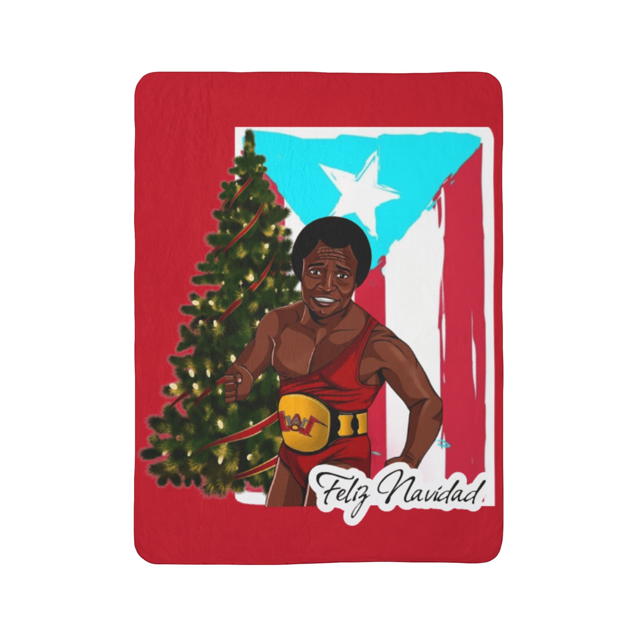 Carlitos Colon Feliz Navidad Puerto Rican Boxing Holiday Sherpa Blanket