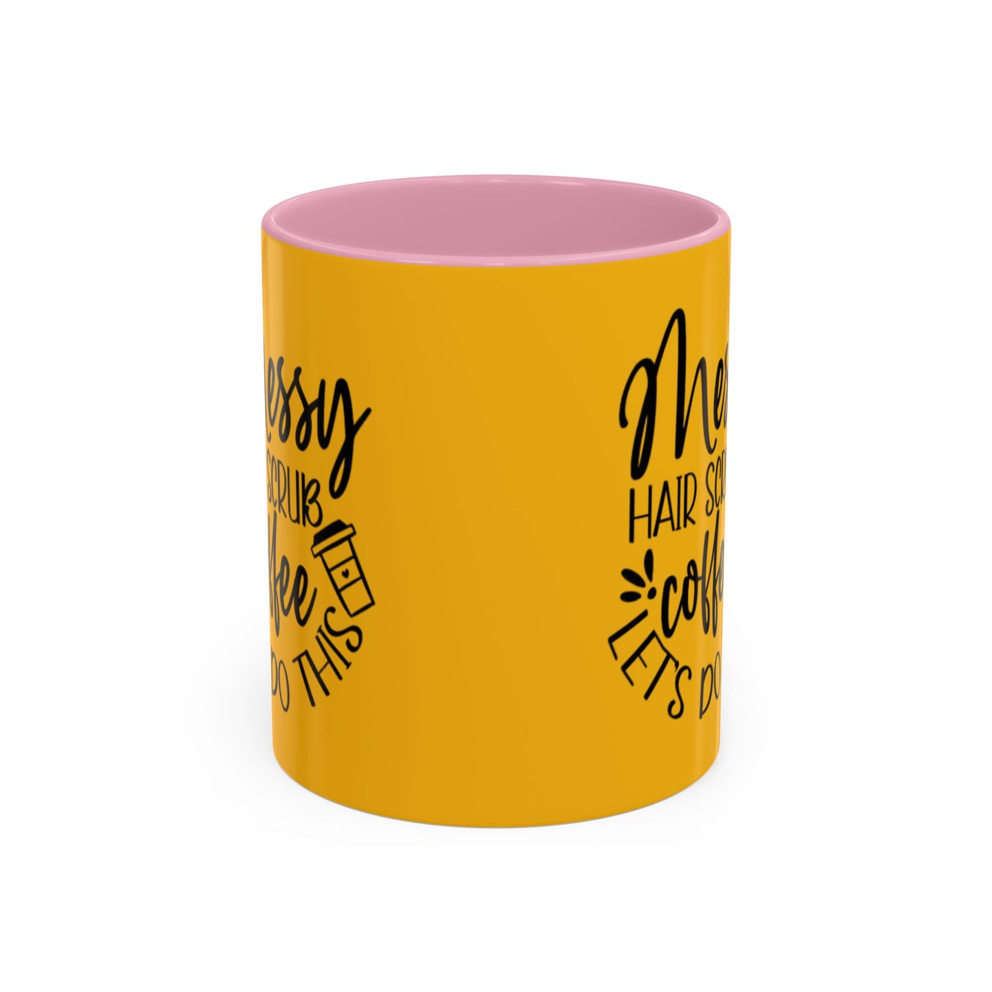 Holiday Coffee Cups with Festive Quotes & Designs Messy Hair Coffee Mug - Fun Yellow Ceramic Cup for Coffee Lovers