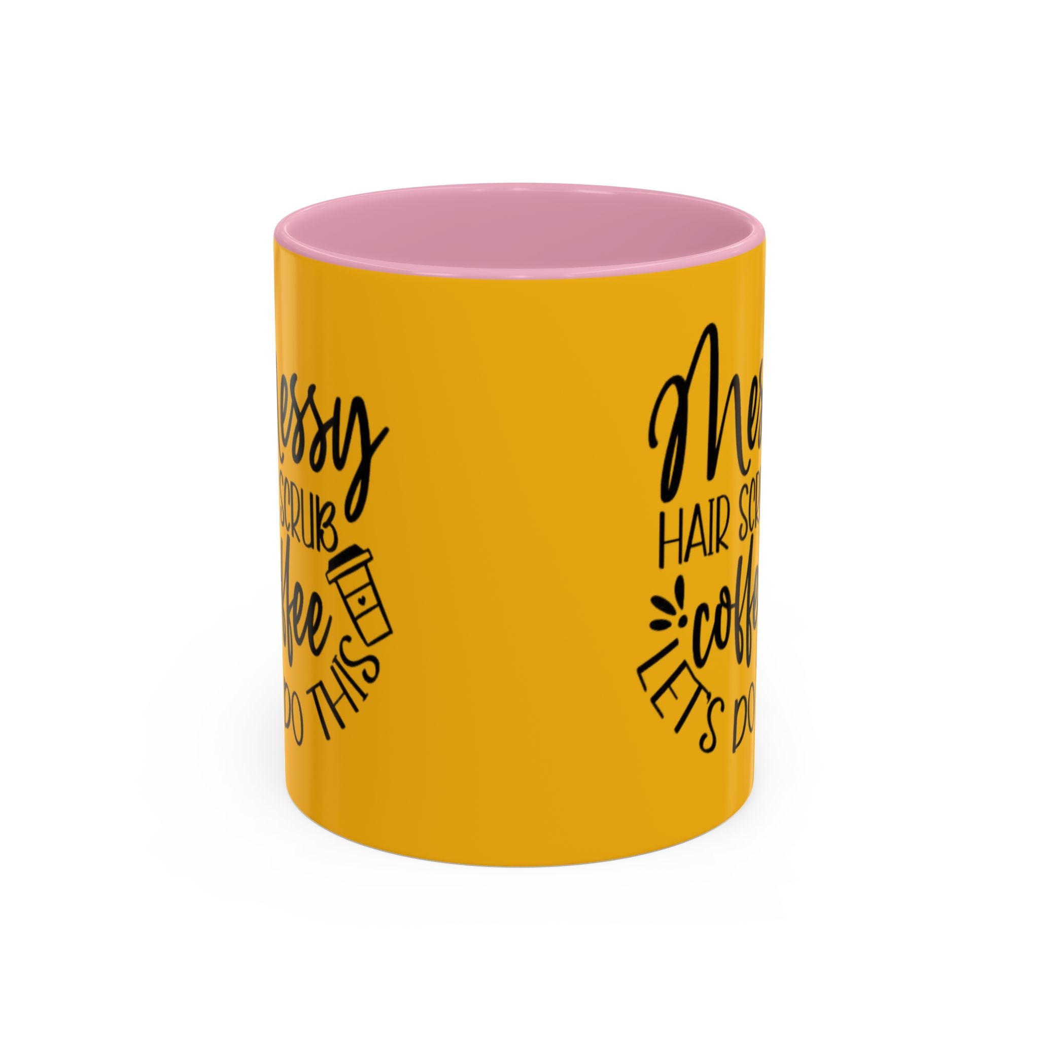 Holiday Coffee Cups with Festive Quotes & Designs Messy Hair Coffee Mug - Fun Yellow Ceramic Cup for Coffee Lovers