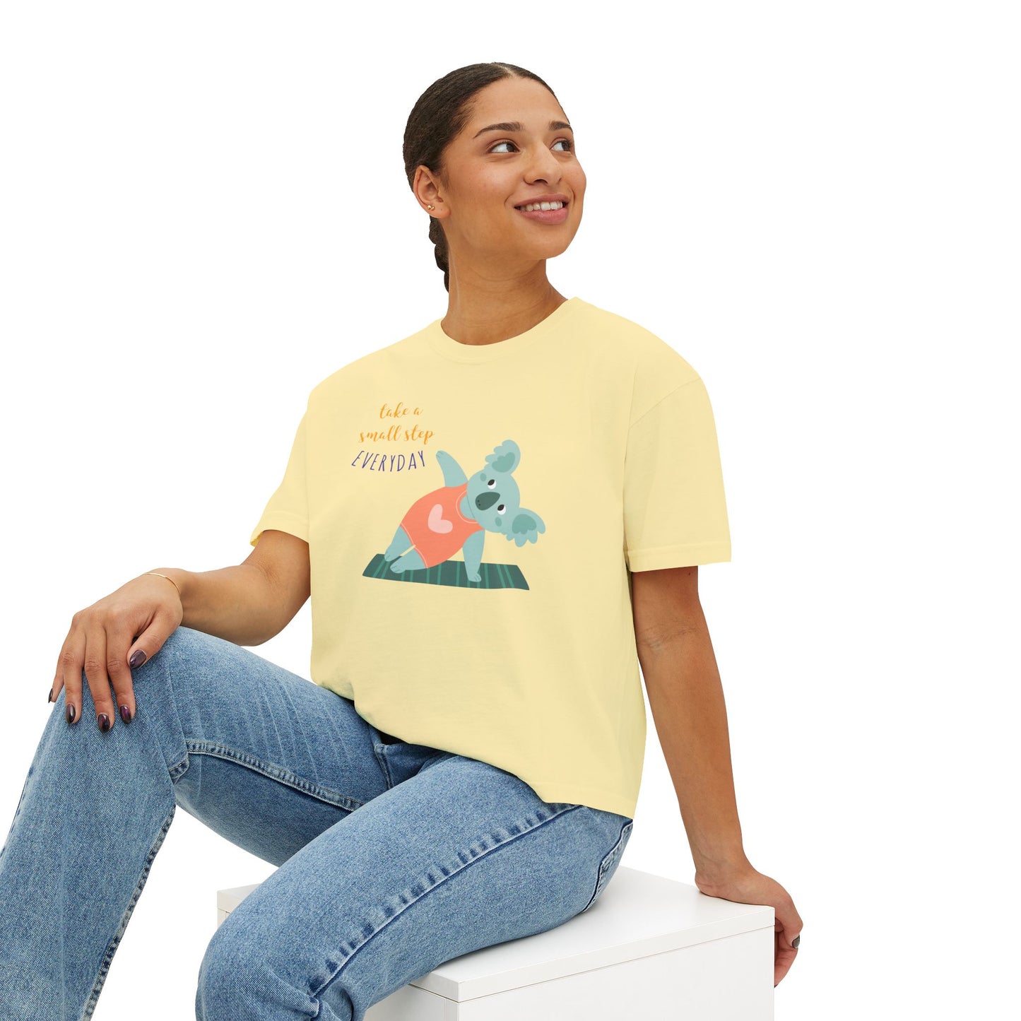 🧘‍♀️ Wear Your Peace. Motivational Women's Boxy Tee - Cute Koala Design, Relaxed Fit for Everyday Wear, Gift for Animal Lovers, Self-Care Message Premium Top