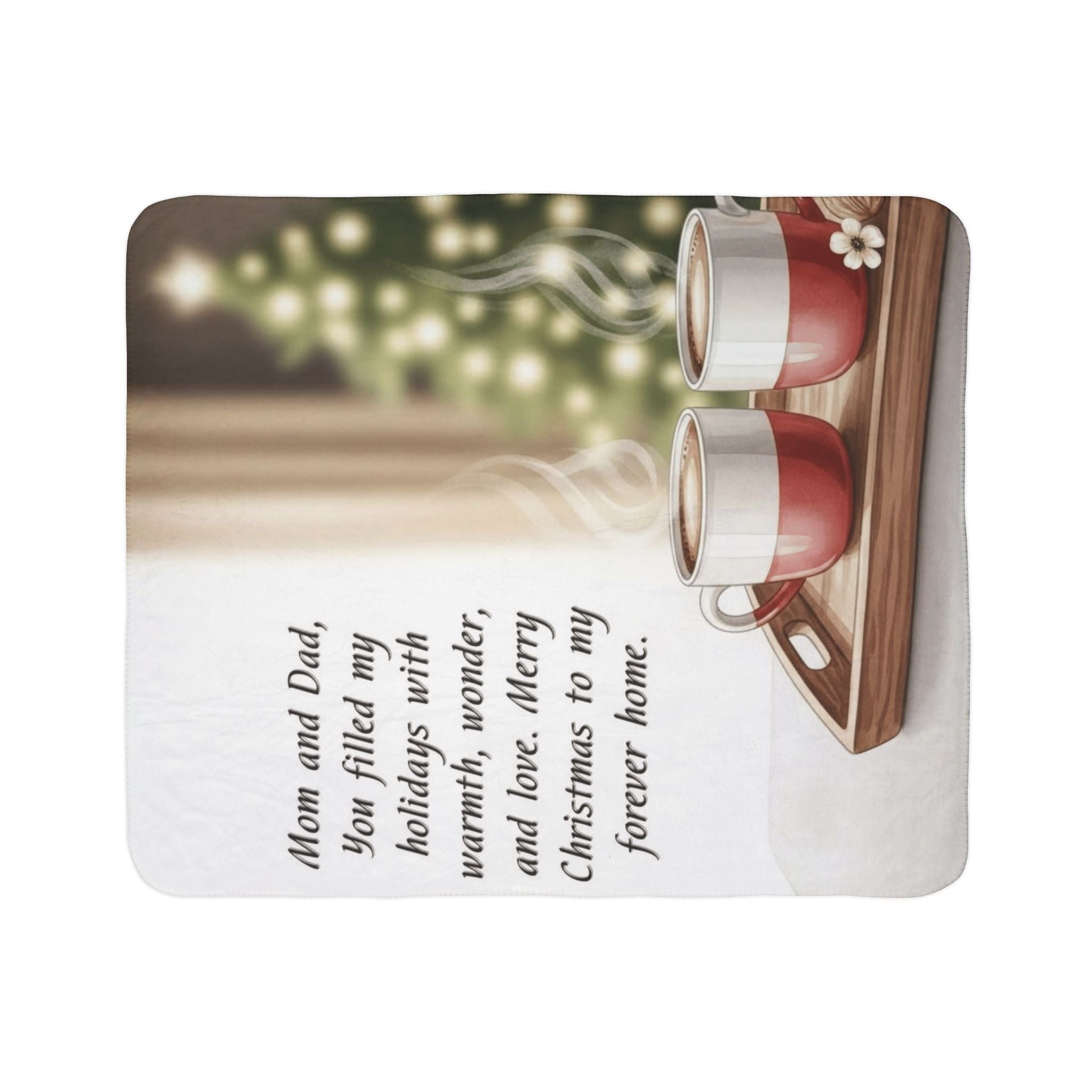 Christmas Sherpa Blanket Mom and Dad, You filled my holidays with warmth, wonder, and love" Cozy Family Holiday Throw Holiday Christmas Blanket,