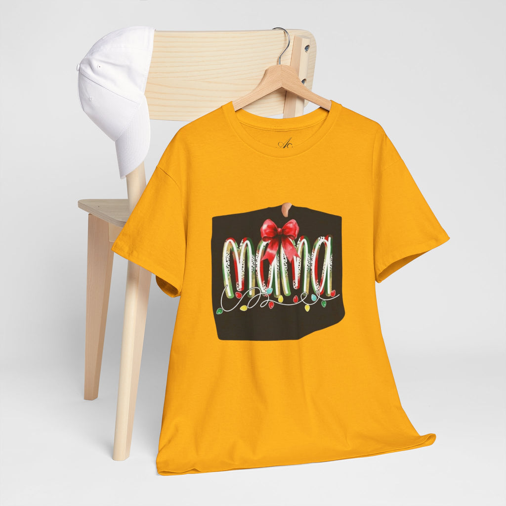 Festive Mama Tee, Cozy Holiday Shirt, Gift for Mom, Christmas T-Shirt, Unisex Cotton Tee