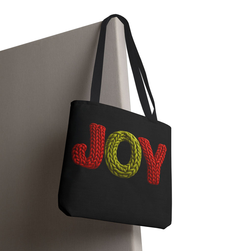 Christmas Tote Bag  Festive Holiday DesigJoy Knit Tote Bag  Colorful 'JOY' Yarn Design, Cozy Holiday Gift Tote