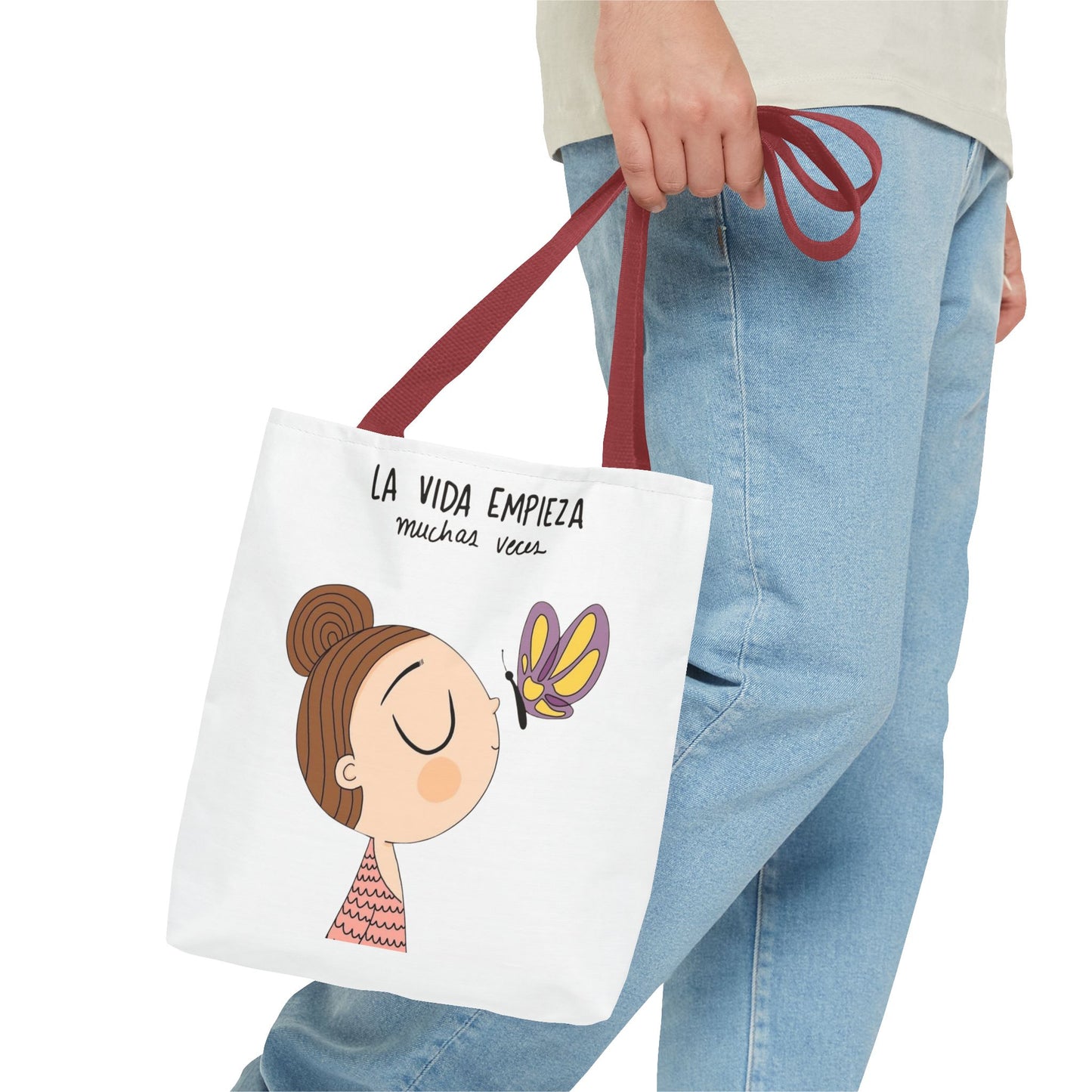 Lleva inspiración contigo a donde vayas, Eco-Friendly Carryall, Motivational Gift, Cute Reusable Shopper, Butterfly Design, Brighten Your Day