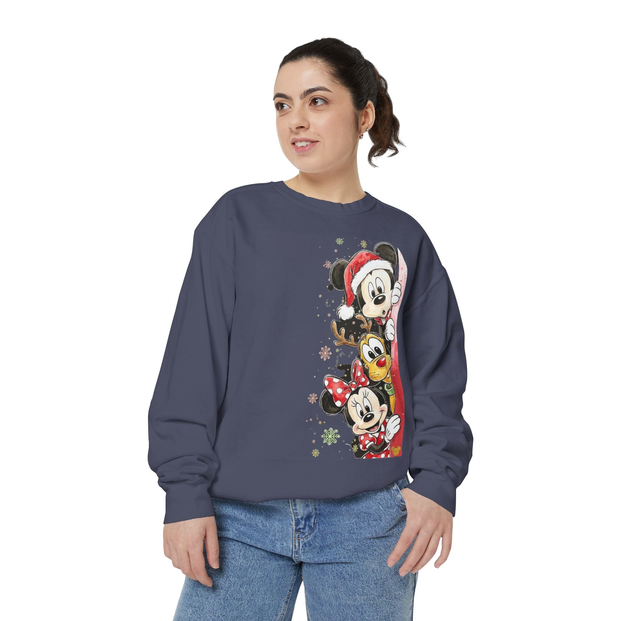 Christmas Disney Characters Sweatshirt  Mickey, Minnie & Pluto Holiday Crew Cartoon Christmas T-shirts and Sweaters