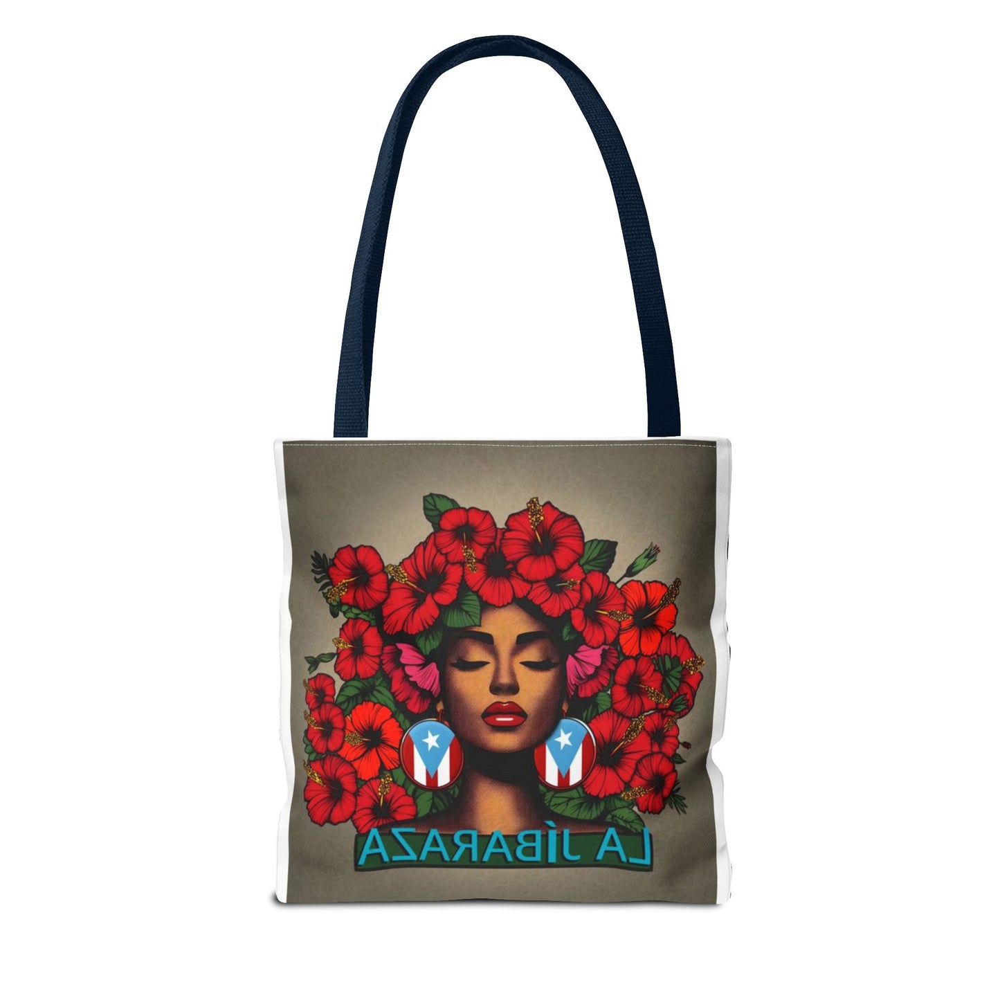 La Jíbara Tote Bag — Puerto Rican Floral Portrait Canvas Tote Puerto Rico Christmas Tote