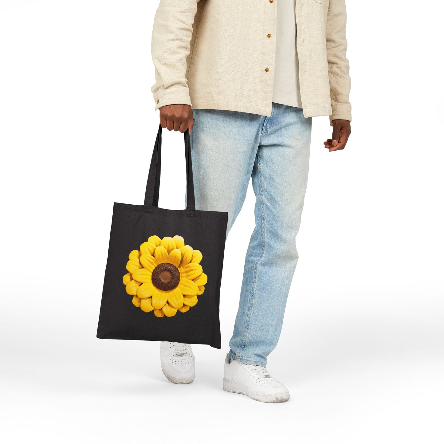 Carry Positivity Everywhere You Go Sunflower Cotton Canvas Tote Bag, Eco-Friendly Shopping Bag, Floral Grocery Tote, Gift for Her, Beach Bag, Reusable Tote