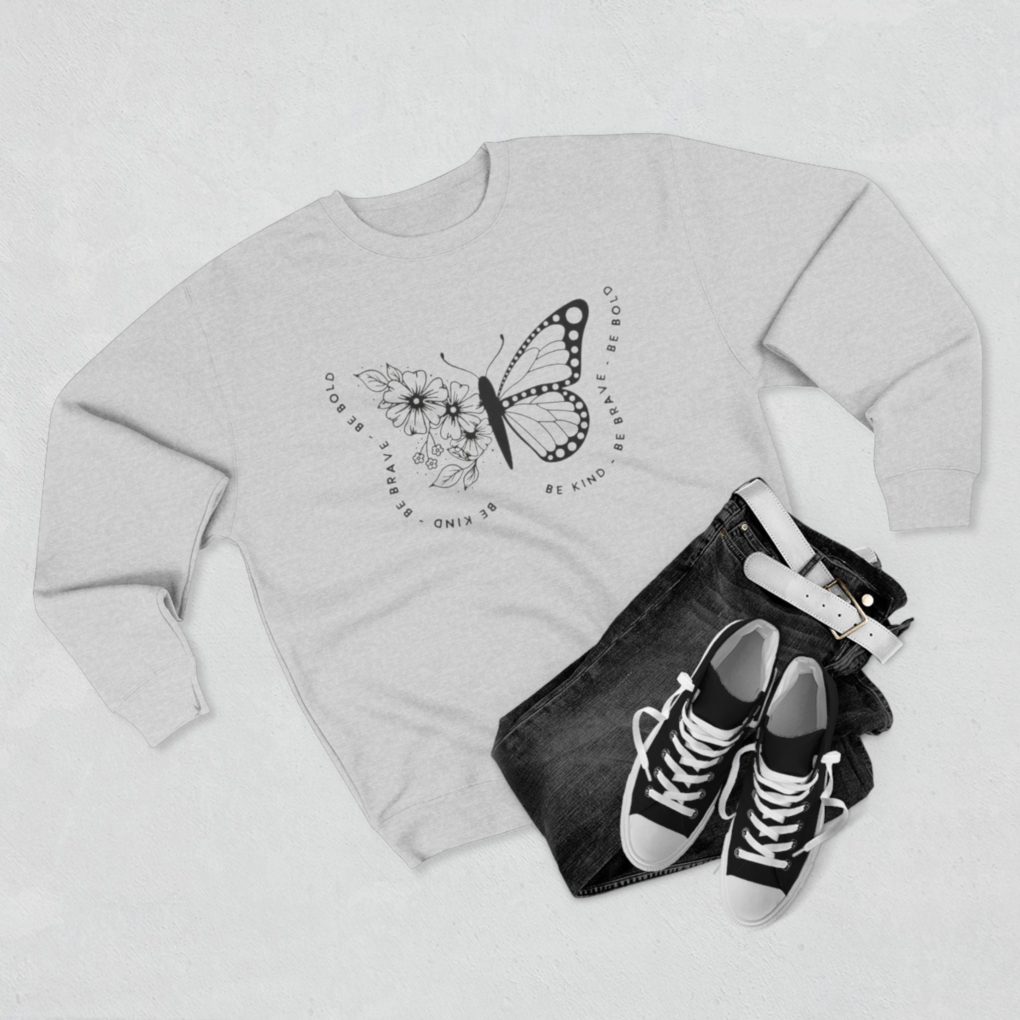 Butterfly Floral Crewneck Sweatshirt  "Broken Is Beautiful" Inspirational Sweatshirt