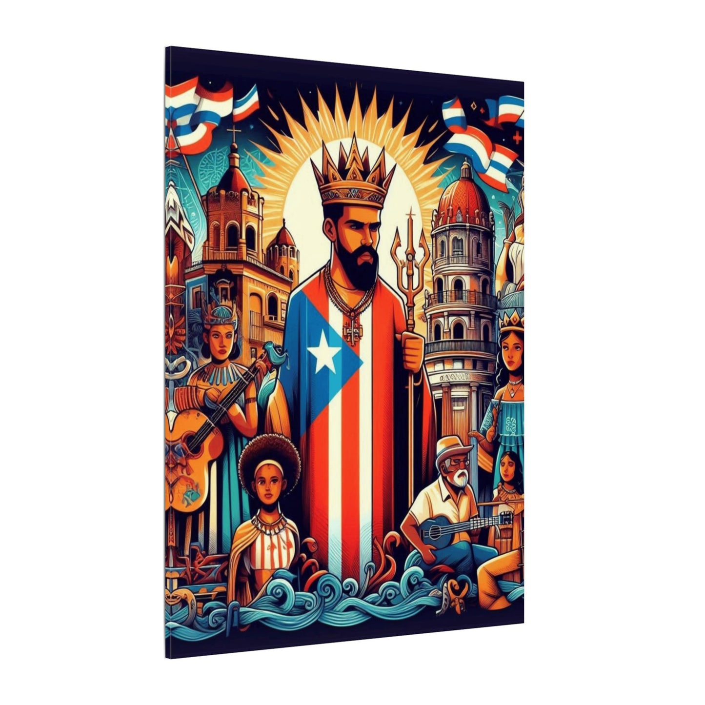 Vibrant Puerto Rican Art Canvas, Cultural Wall Decor, Celebration Decor, Unique Gift, Home Accent, Multi-Size