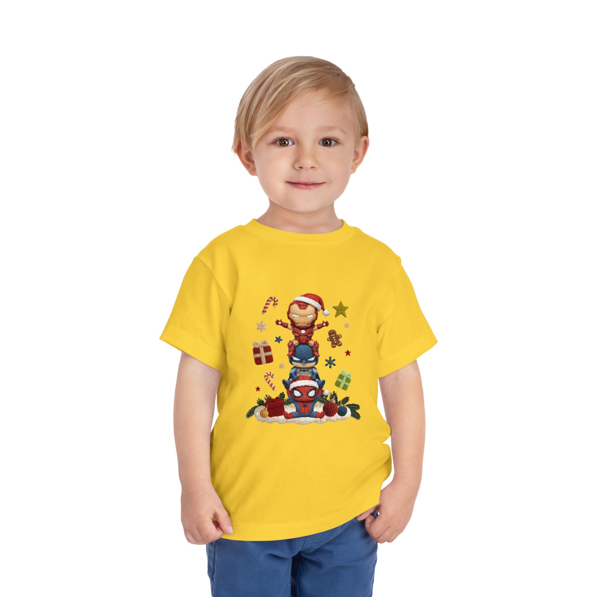 Toddler Tee  Cute Stacked Superhero Christmas Pile christmas kids collection