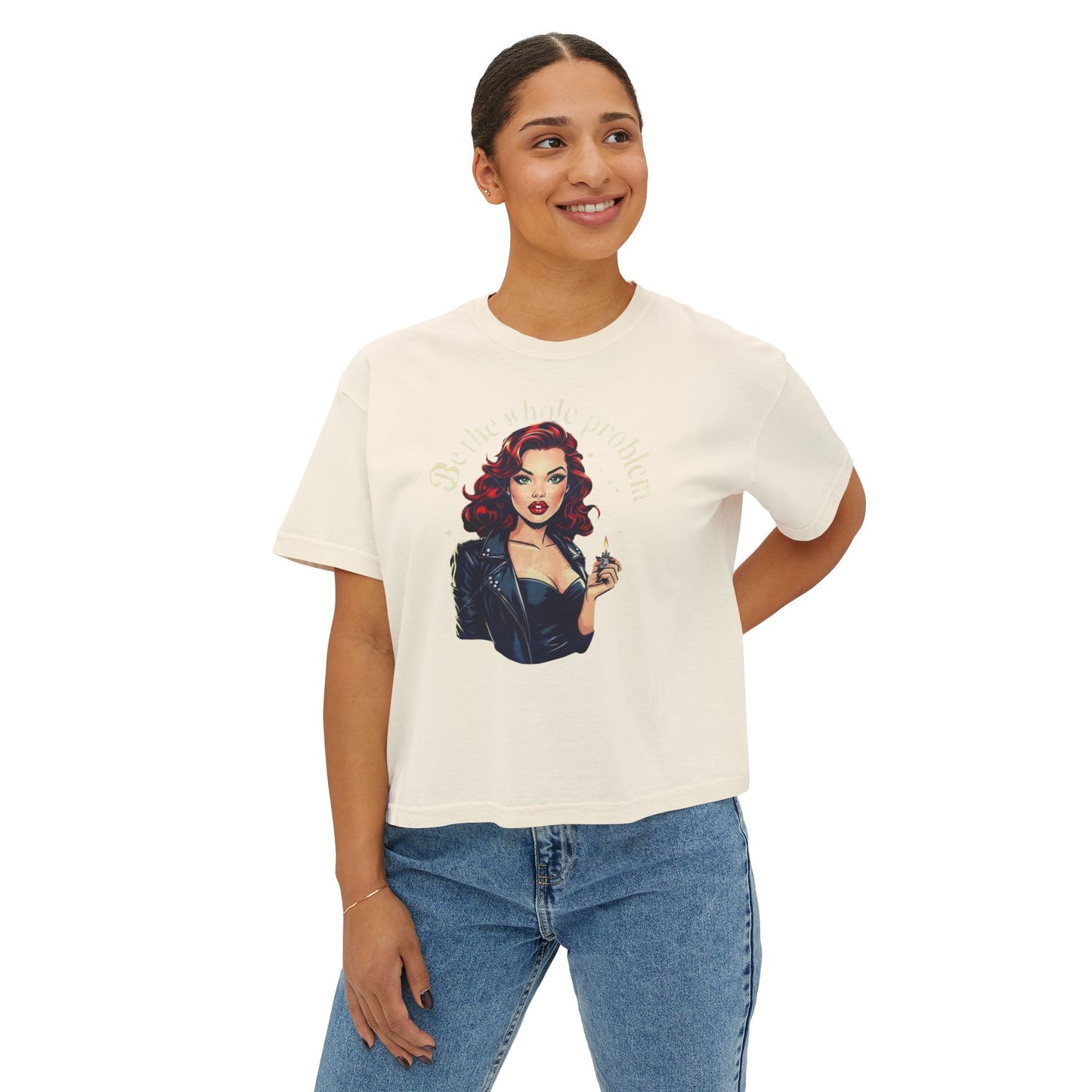 Edgy Vintage Women's Boxy Tee - Retro Graphic Tee, Casual Chic Top, Perfect Gift for Her, Streetwear Style, Iconic Vintage Fashion