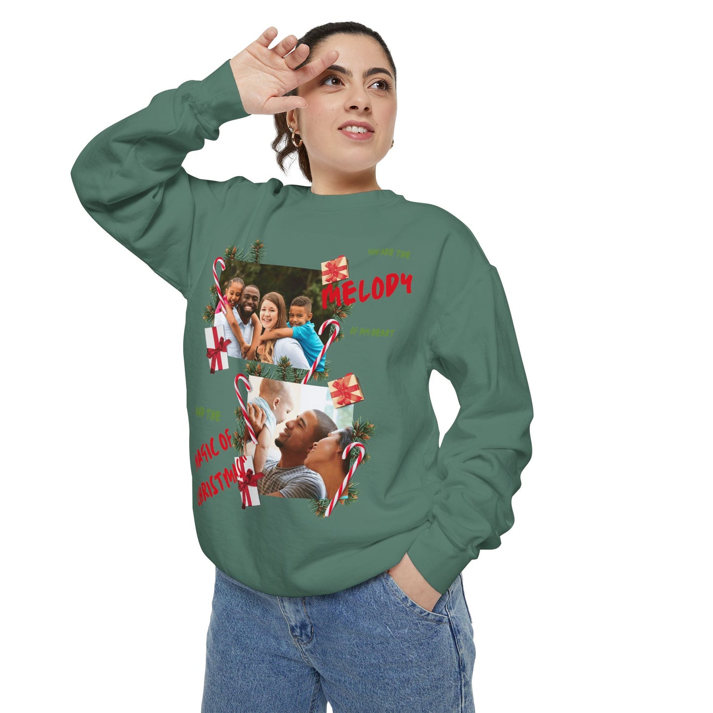 Personalized Christmas Photo Sweatshirt – “You Are the Melody” Holiday Crewneck