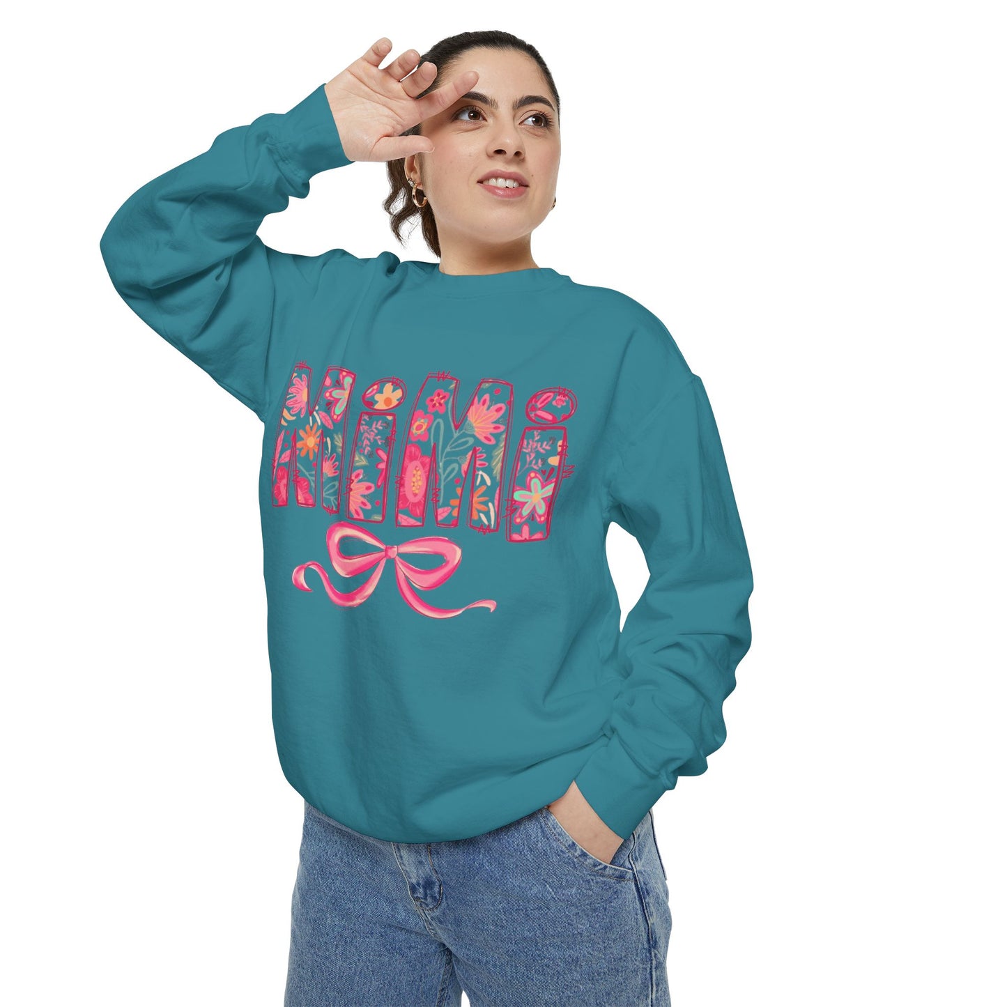 Mama Floral Sweatshirt  Pink Floral 'MAMA' Design with Bow