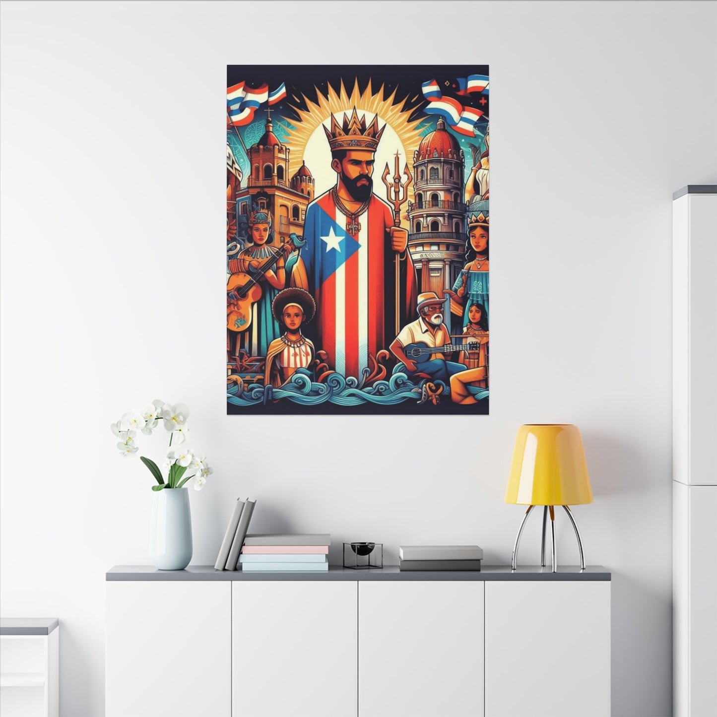 Vibrant Puerto Rican Art Canvas, Cultural Wall Decor, Celebration Decor, Unique Gift, Home Accent, Multi-Size