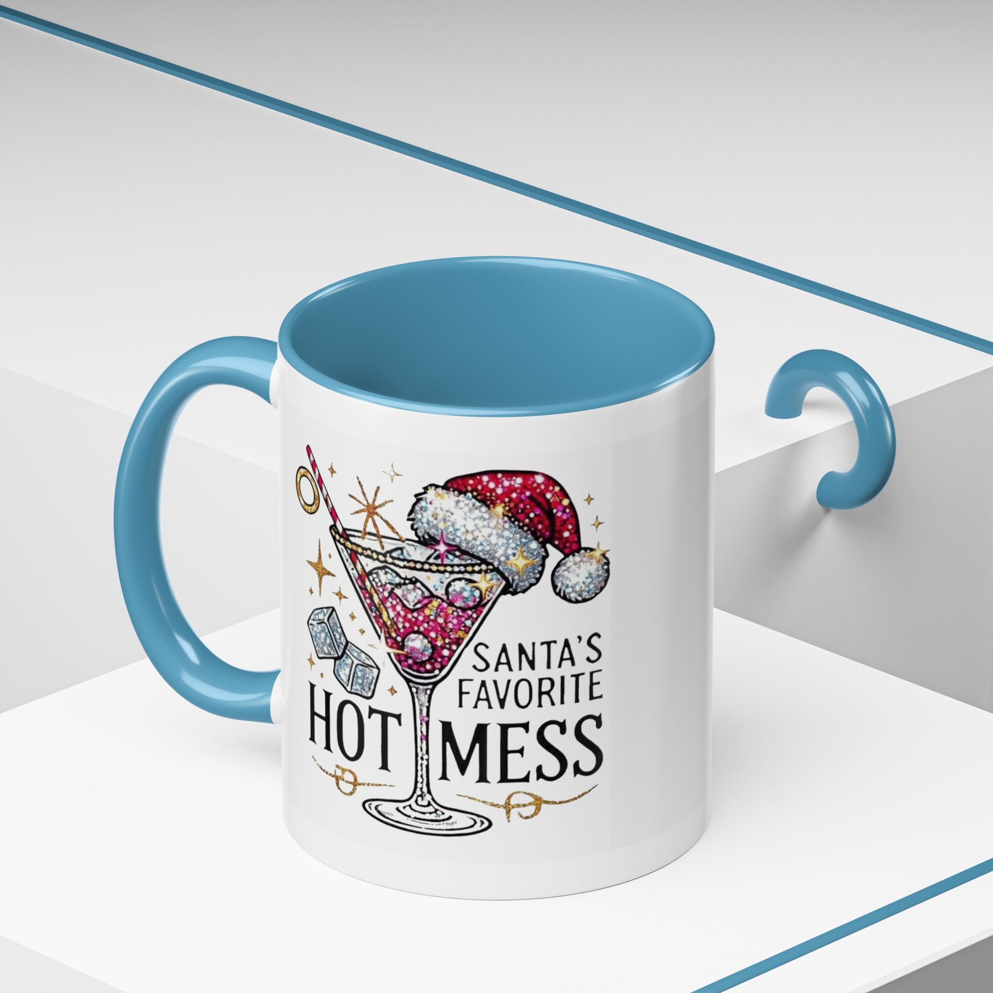Accent Coffee Mug - "Santa's Favorite Hot Mess" Holiday Cocktail Mug (11/15 oz)