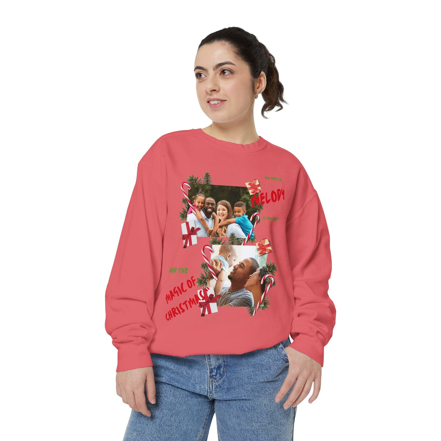 Personalized Christmas Photo Sweatshirt – “You Are the Melody” Holiday Crewneck