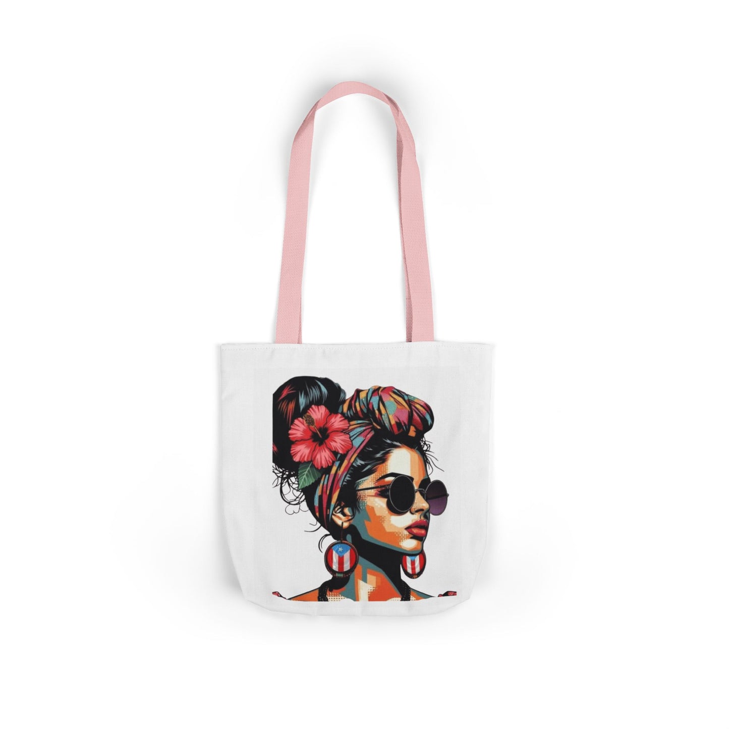 Carry Your Culture – Puerto Rican Pride in Every Step Chic Canvas Tote Bag - Stylish Floral Portrait, Trendy Beach Carryall, Mother's Day Gift, Everyday Shopper, Art Lovers Essential