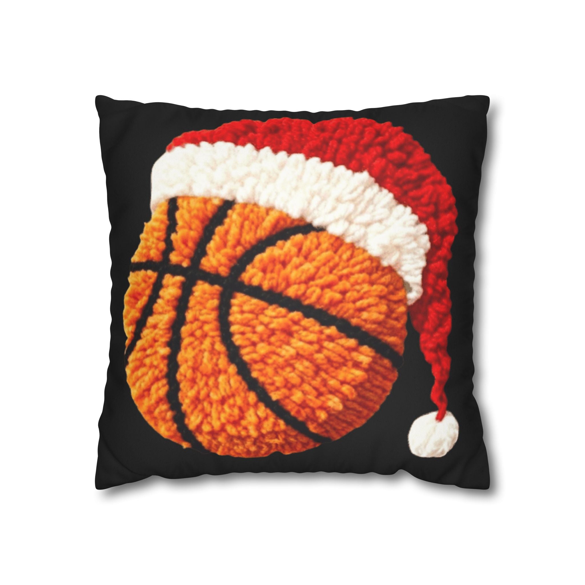 Basketball Christmas Pillowcase — Faux Suede Square Throw Pillow Cover