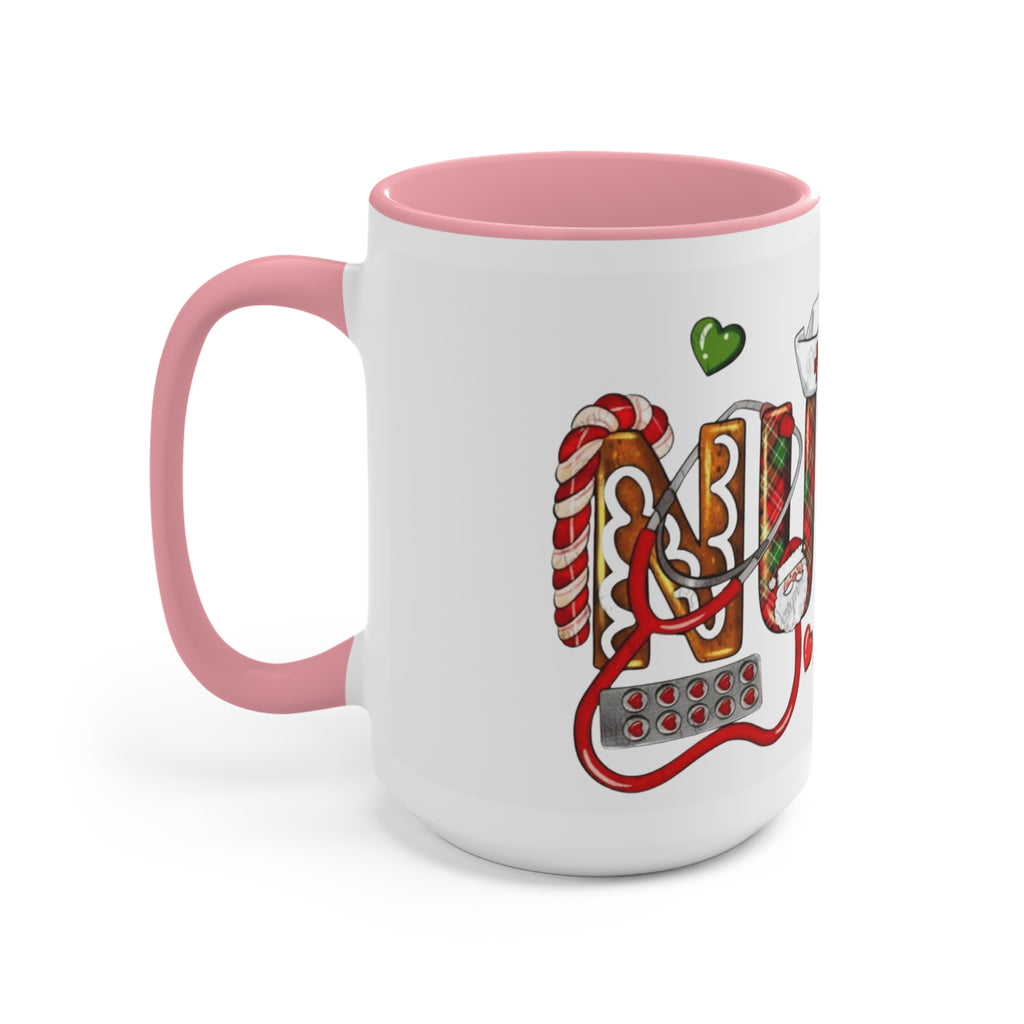 Christmas Nurse Accent Mug — Festive Healthcare Holiday Coffee Cup with Gingerbread & Candy Cane Design Medical Christmas Mug