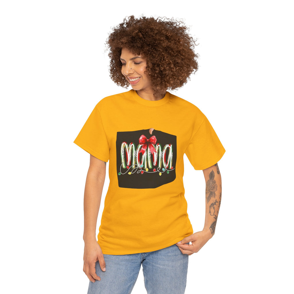 Festive Mama Tee, Cozy Holiday Shirt, Gift for Mom, Christmas T-Shirt, Unisex Cotton Tee