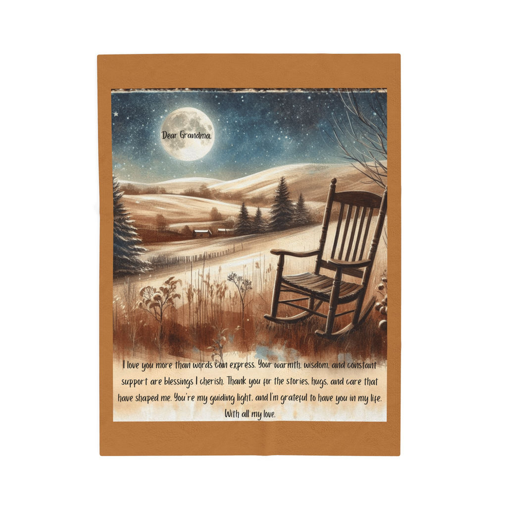 'Dear Grandma' Rocking Chair Winter Landscape Keepsake Blanket Blanket Gift for Grandma