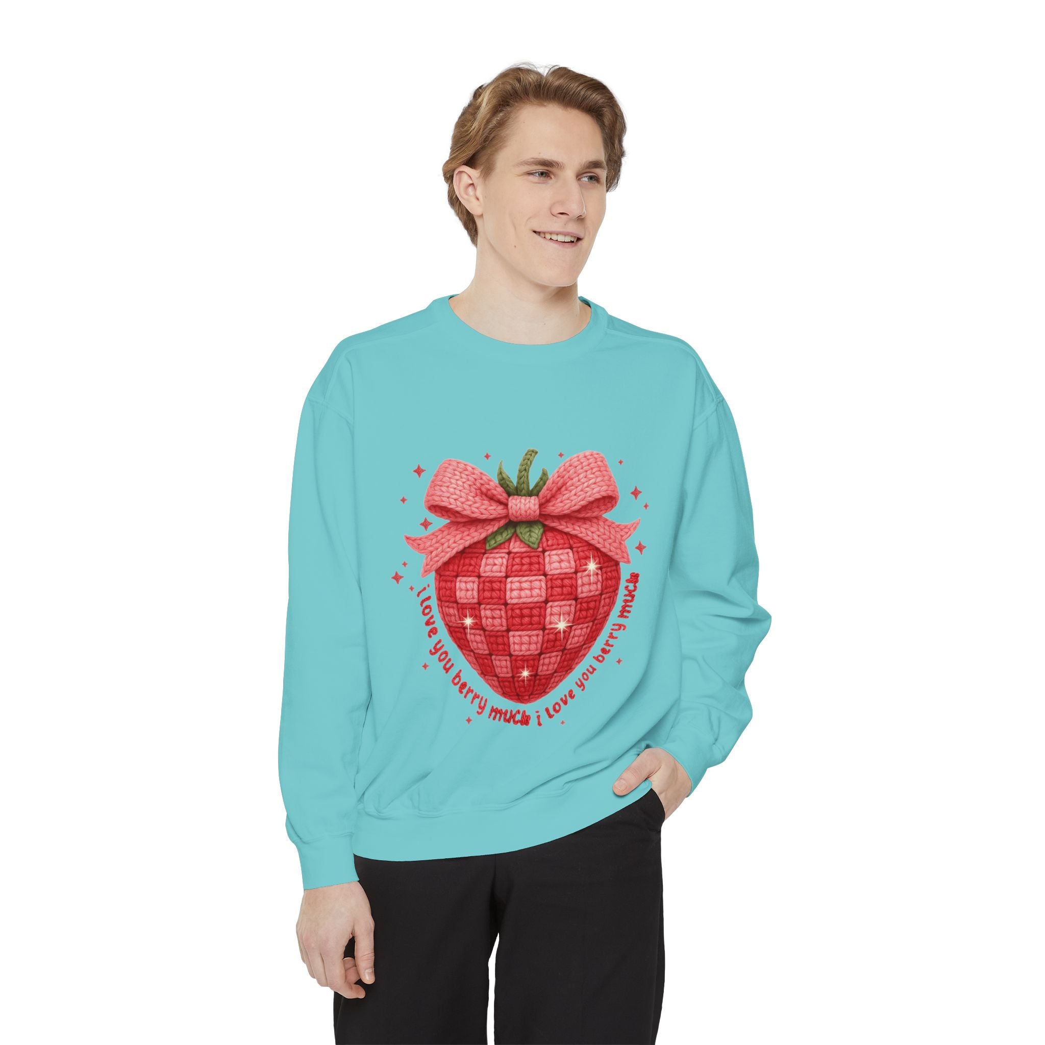 Strawberry Bow Sweatshirt  "I Love You Berry Much" Cute Valentine Pullover