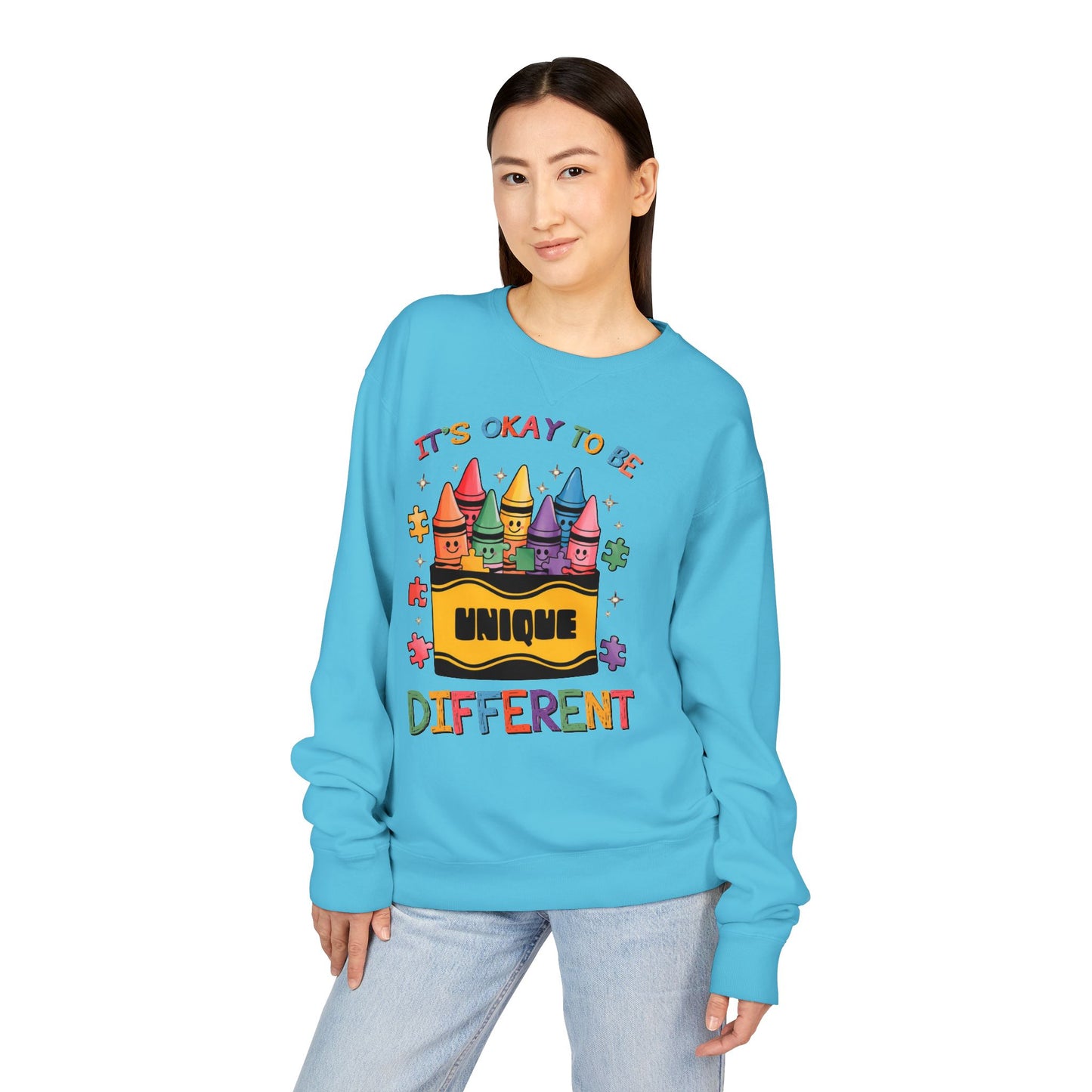 Autism Awareness & Pride Collection Unique & Different Crewneck Sweatshirt - Unisex ComfortWash®