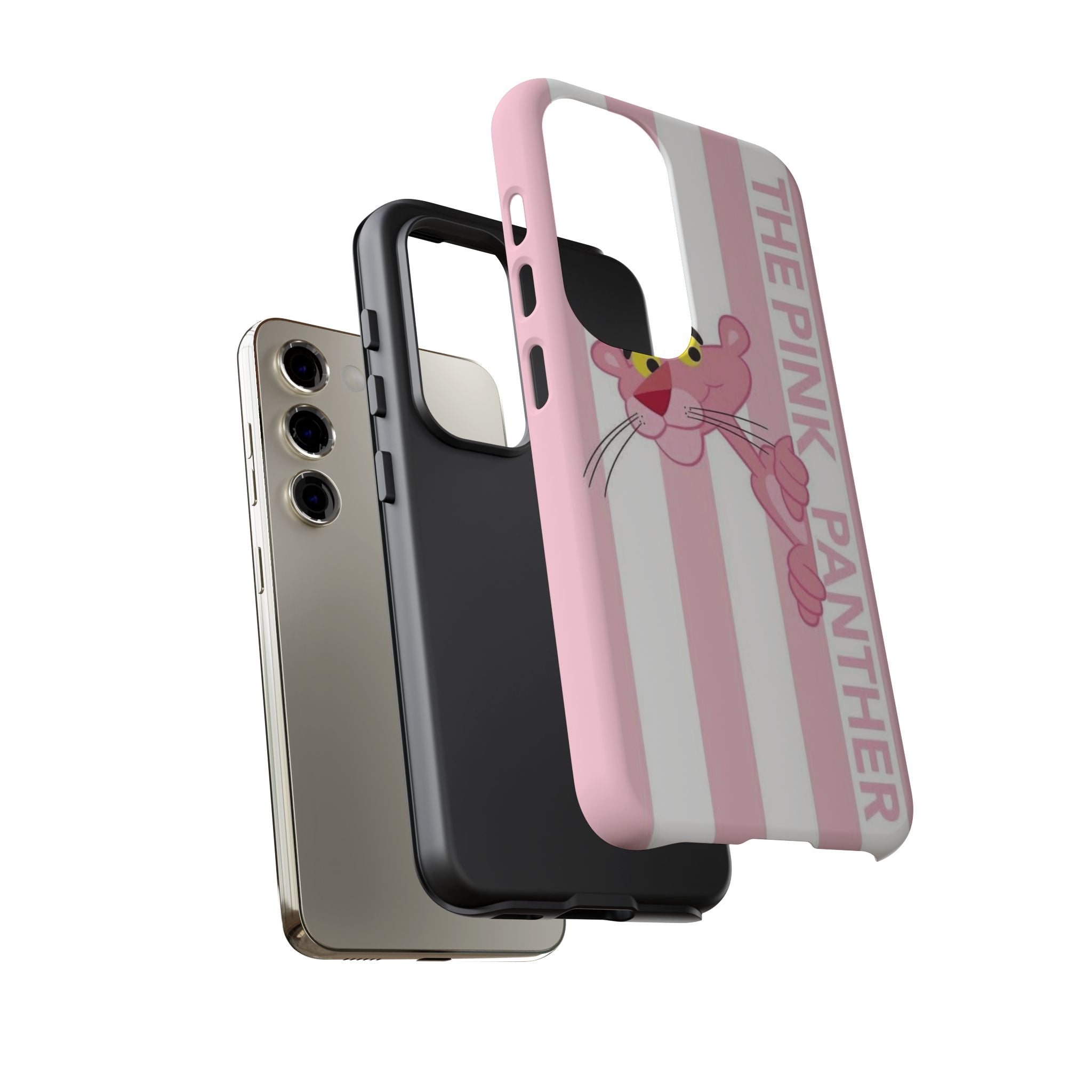 Pink Panther Tough Case Retro Striped Phone Case with "The Pink Panther" Design