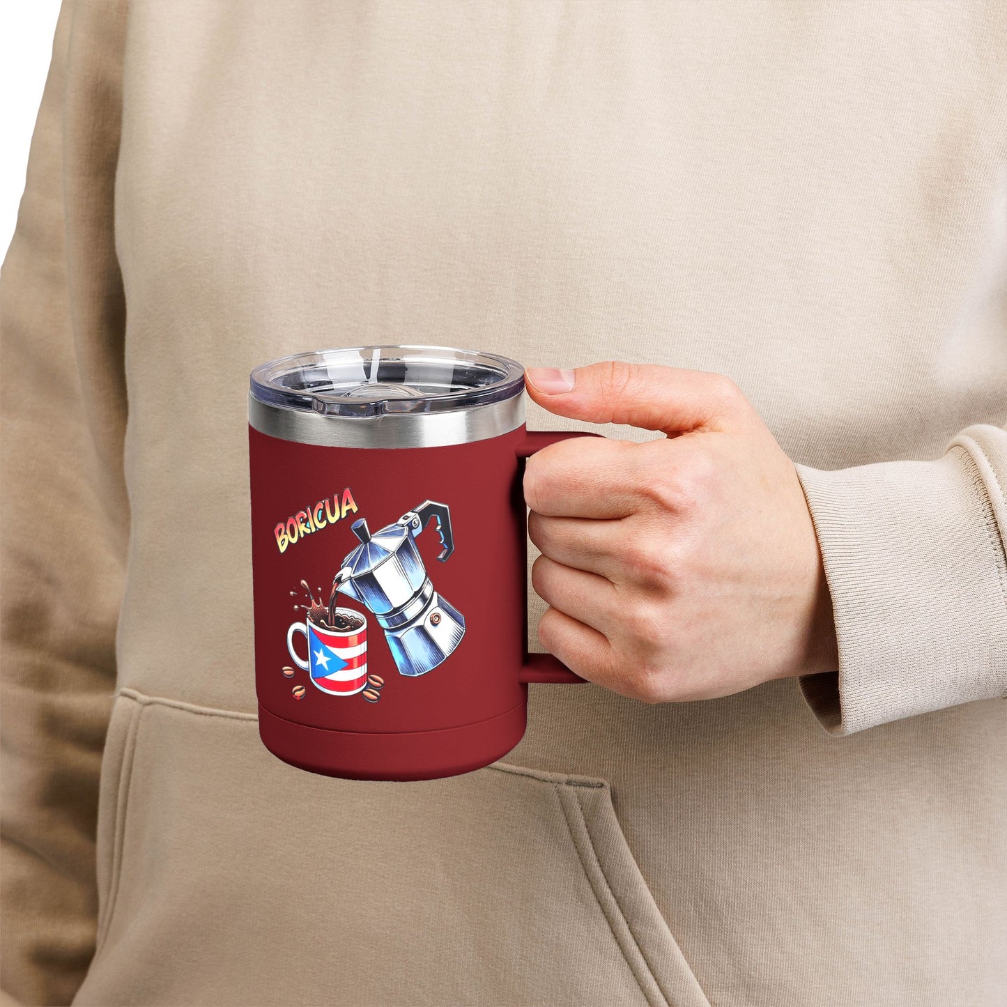 Puerto Rican Coffee Mug Tumbler, 15oz | Great Gift for Coffee Lovers, Unique Kitchen Decor, Perfect for Birthdays & Holidays