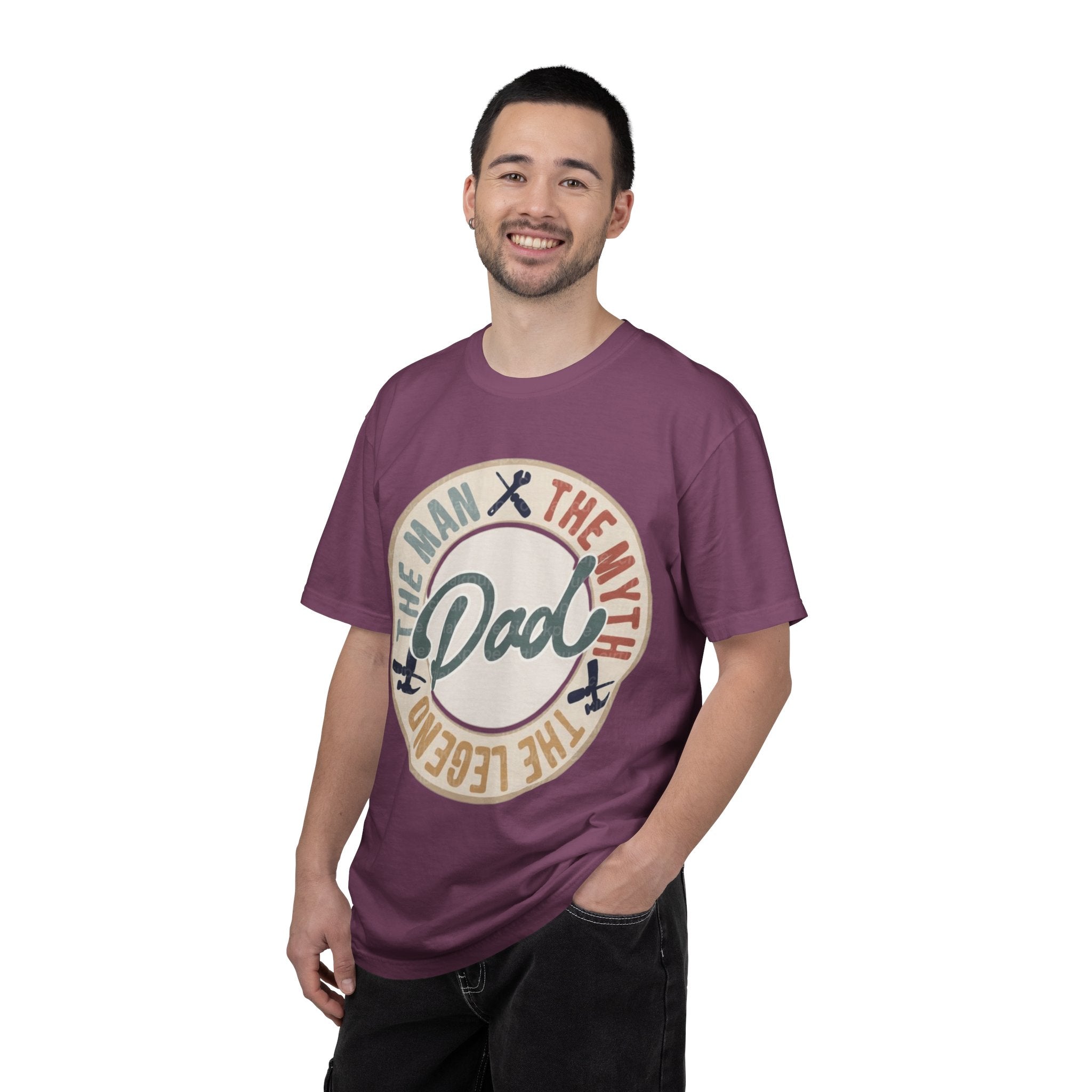 Dad Retro Badge T-Shirt — “Dad: The Man, The Myth, The Legend” Father’s Day Tee