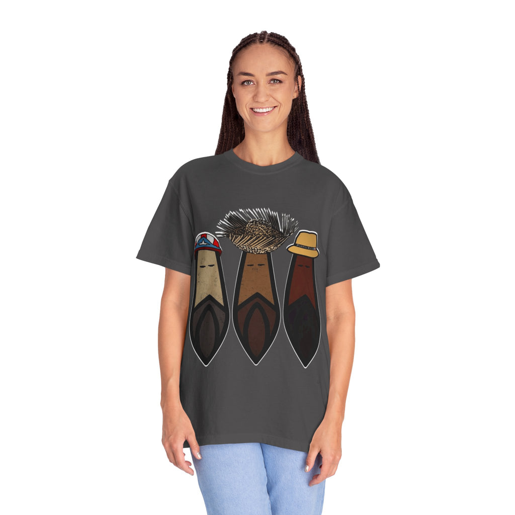 Puerto Rican Batey Cabin T-Shirt  Three Masks & Rustic House Graphic Tee Puerto Rico Navidades