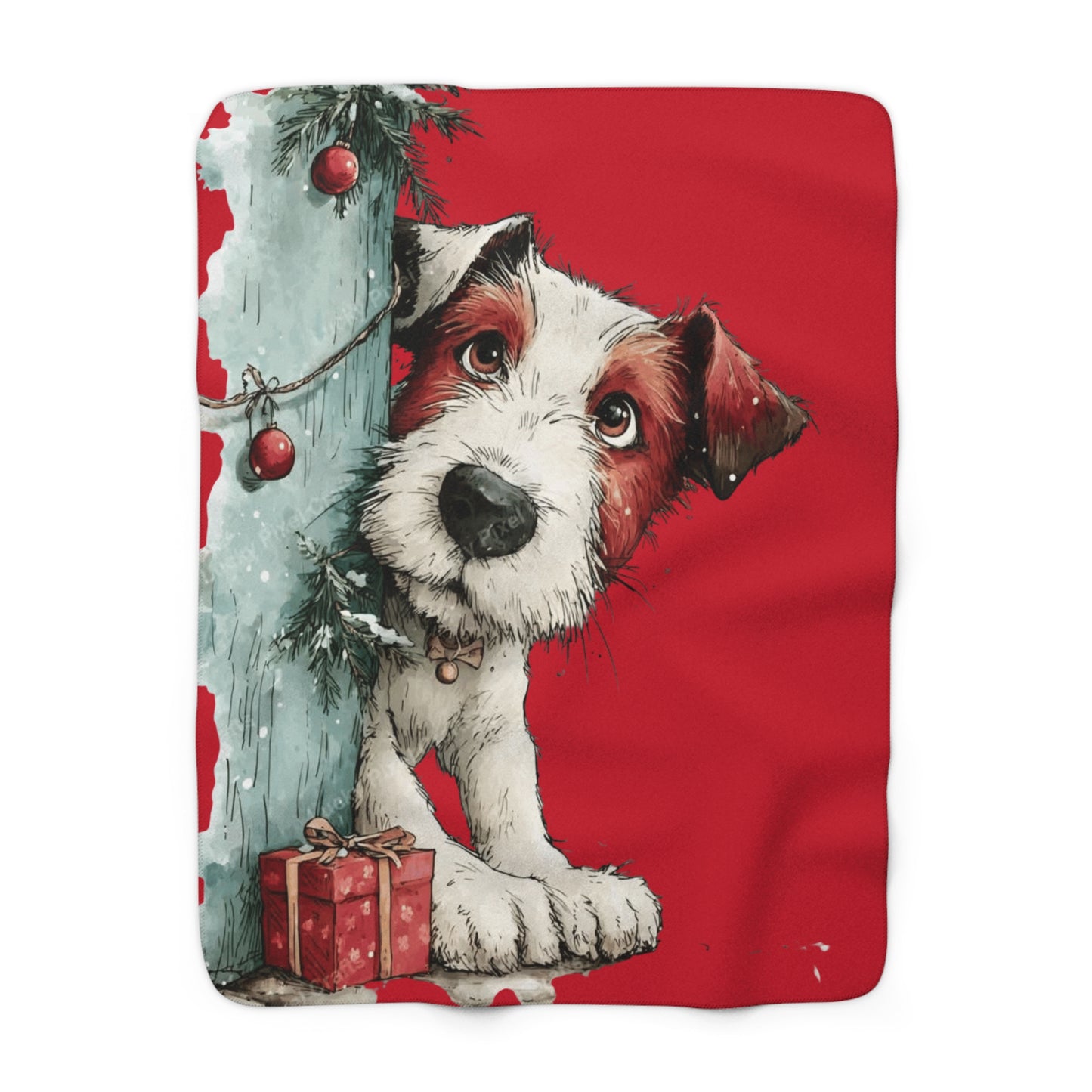 Christmas Puppy Sherpa Blanket — Cute Jack Russell Holiday Throw