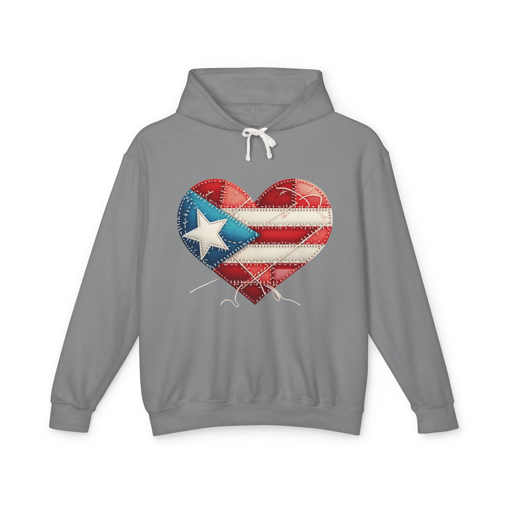 Puerto Rico Heart Flag Hoodie  "Jíbaro" Back Graphic