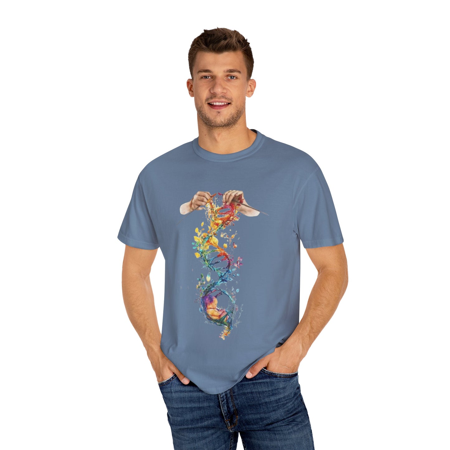 👚 Soft. Stylish. Mom-approved. Order now and gift her something she'll actually wear! Colorful DNA Art Unisex T-shirt, Science Tee, Creative Garment, Gift for Scientists,