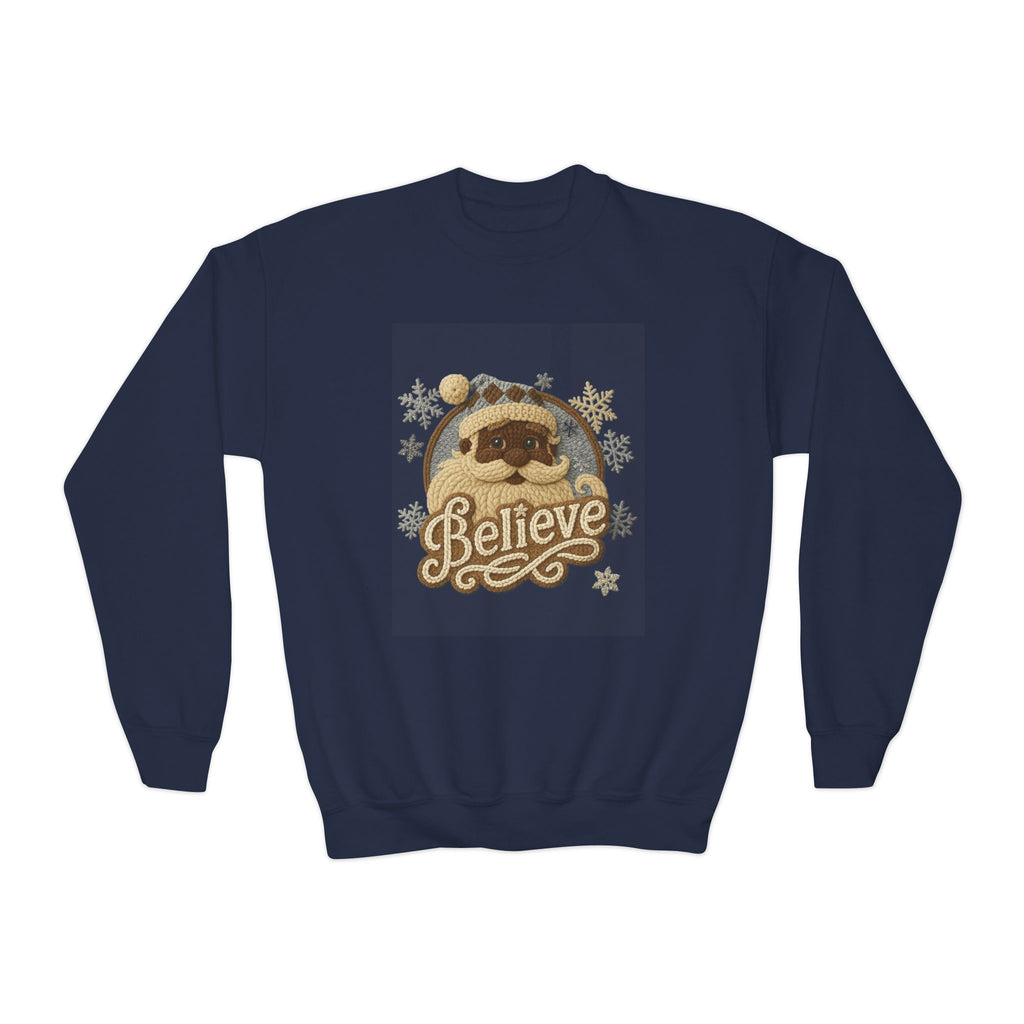 Youth Sweatshirt  'Believe' Cozy Sloth Holiday Crewneck