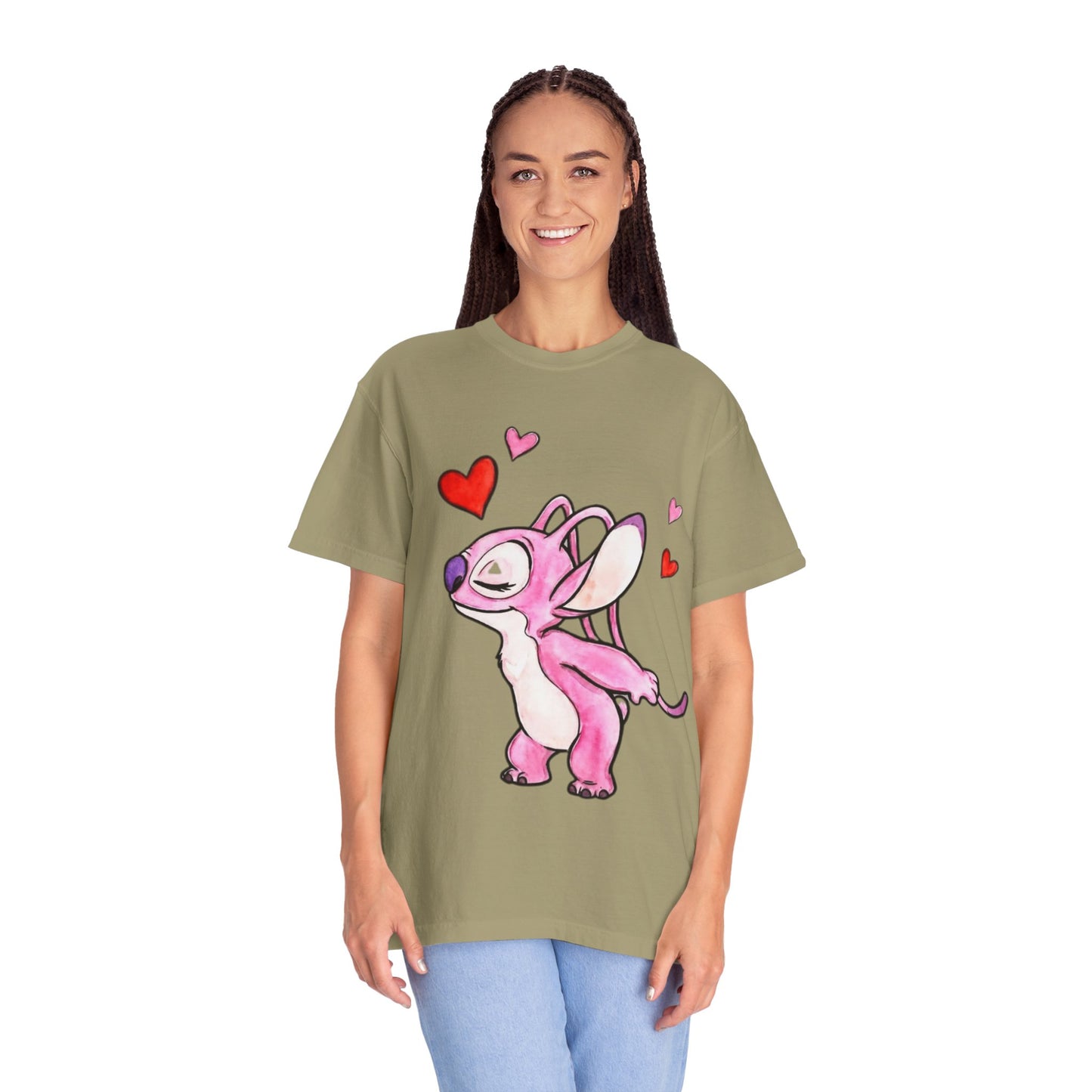 T-Shirt — Cute Pink Cartoon Creature with Hearts | Valentine’s Gift Tee