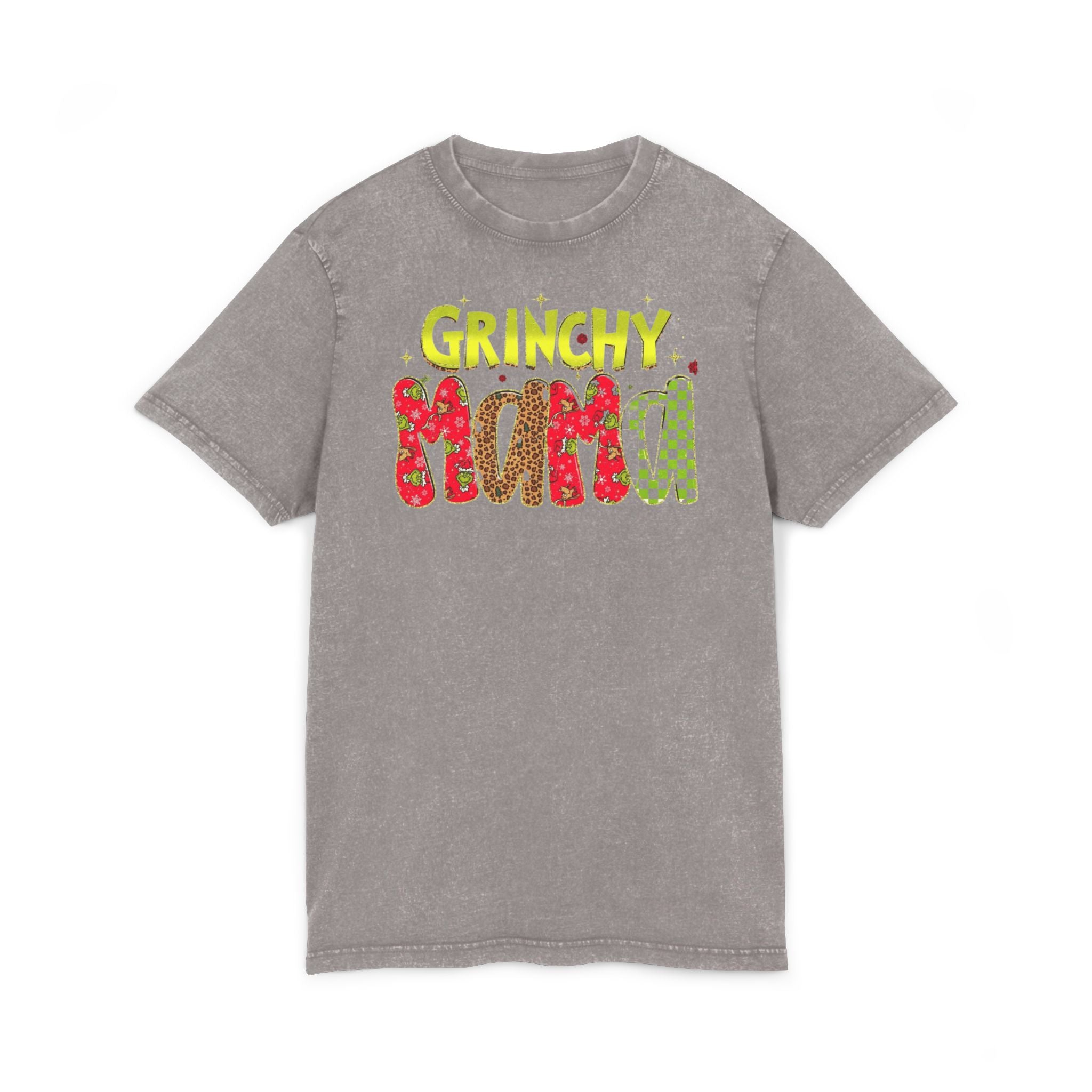 Grinchy Mama Acid-Wash Tee  Holiday Family Christmas Shirt