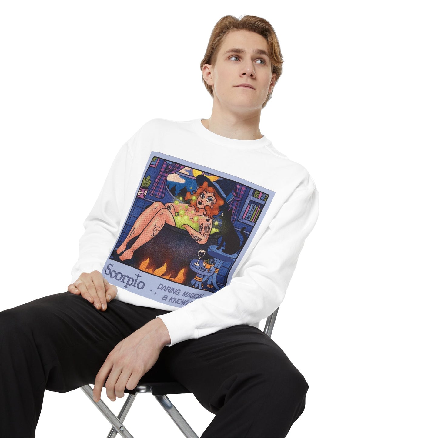 Halloween Sweater Scorpio Sweatshirt | Garment-Dyed Cozy Top, Astrology Gift, Zodiac Apparel, Witchy Fashion, Fall Wardrobe Essential