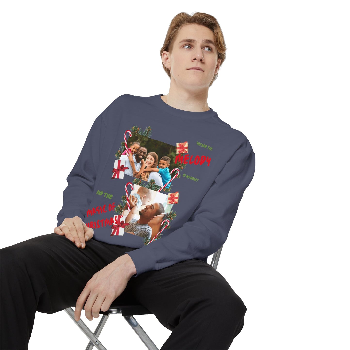 Personalized Christmas Photo Sweatshirt – “You Are the Melody” Holiday Crewneck