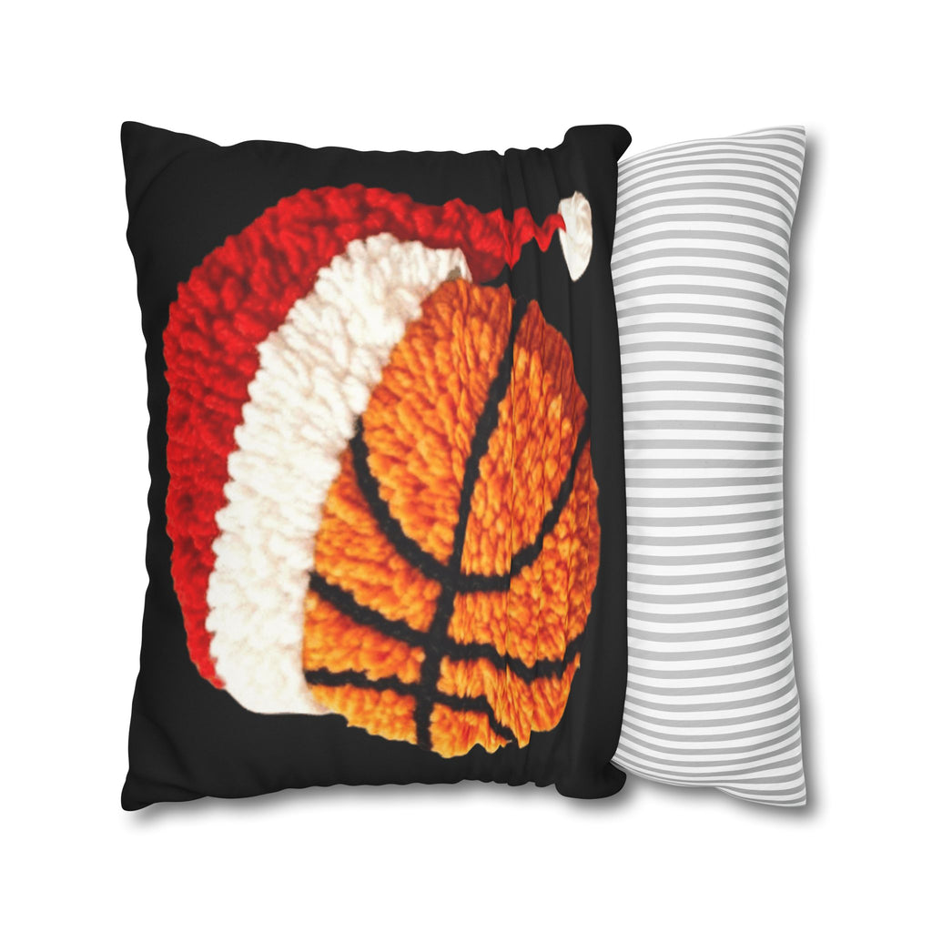 Basketball Christmas Pillowcase — Faux Suede Square Throw Pillow Cover